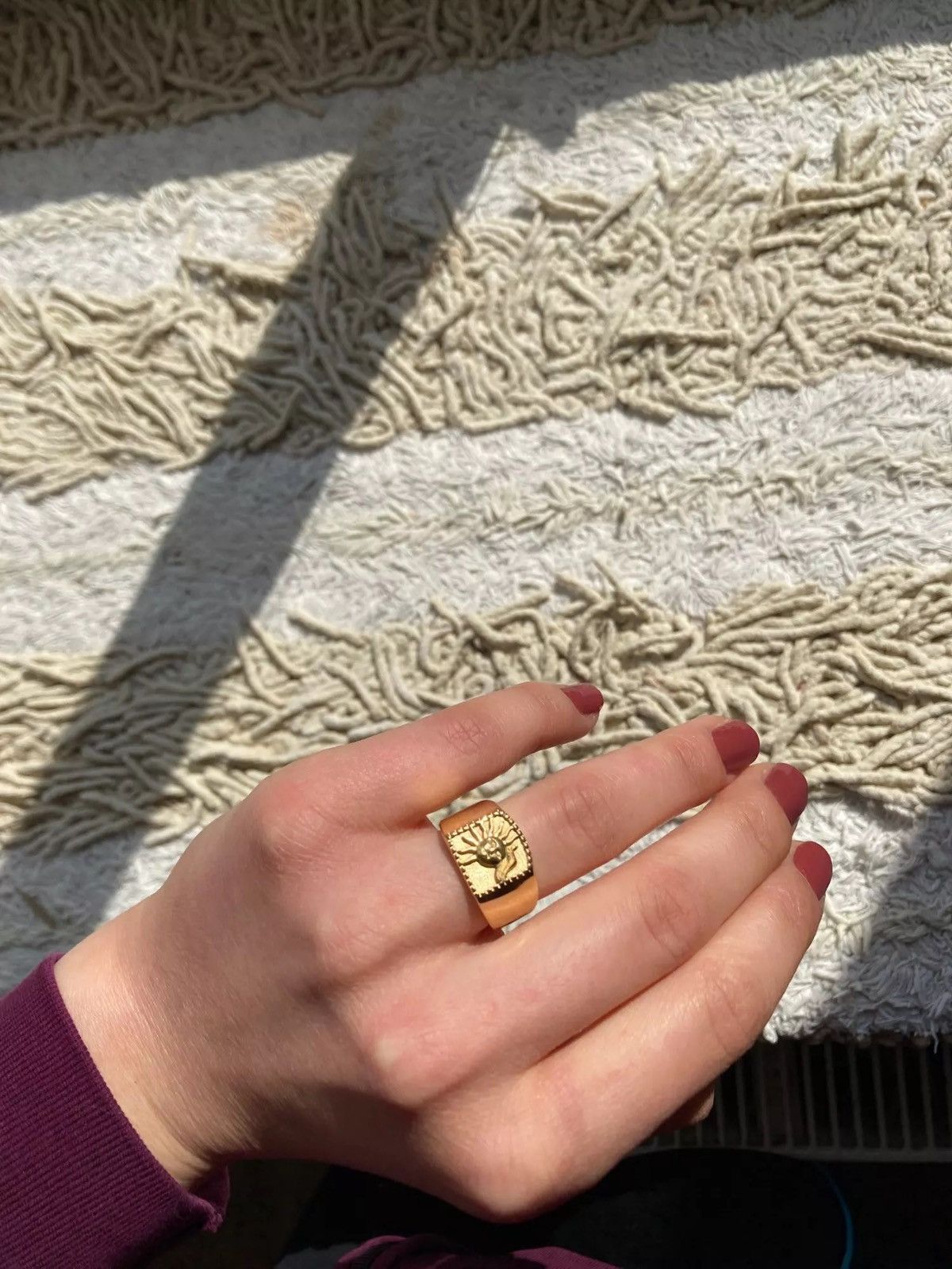 Jewelry Sun Abstract Stainless Steel Ring Size ONE SIZE - 3 Thumbnail
