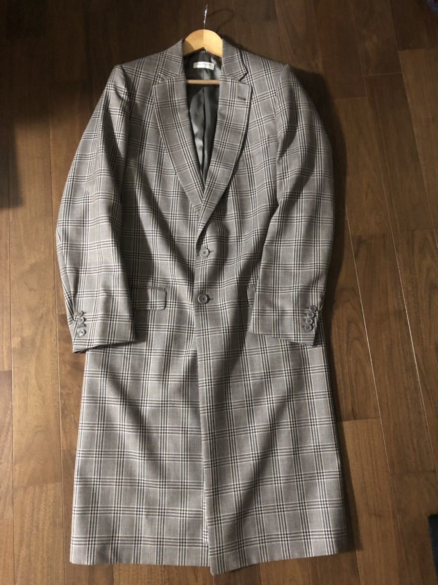 image of Dries Van Noten Checkered Wool Overcoat in Grey, Men's (Size Medium)