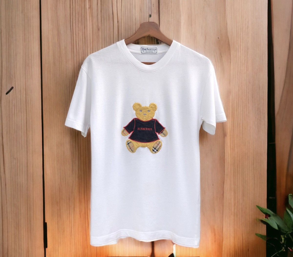 image of Vintage 90's Burberry's Bear T-Shirt in White, Women's (Size Small)
