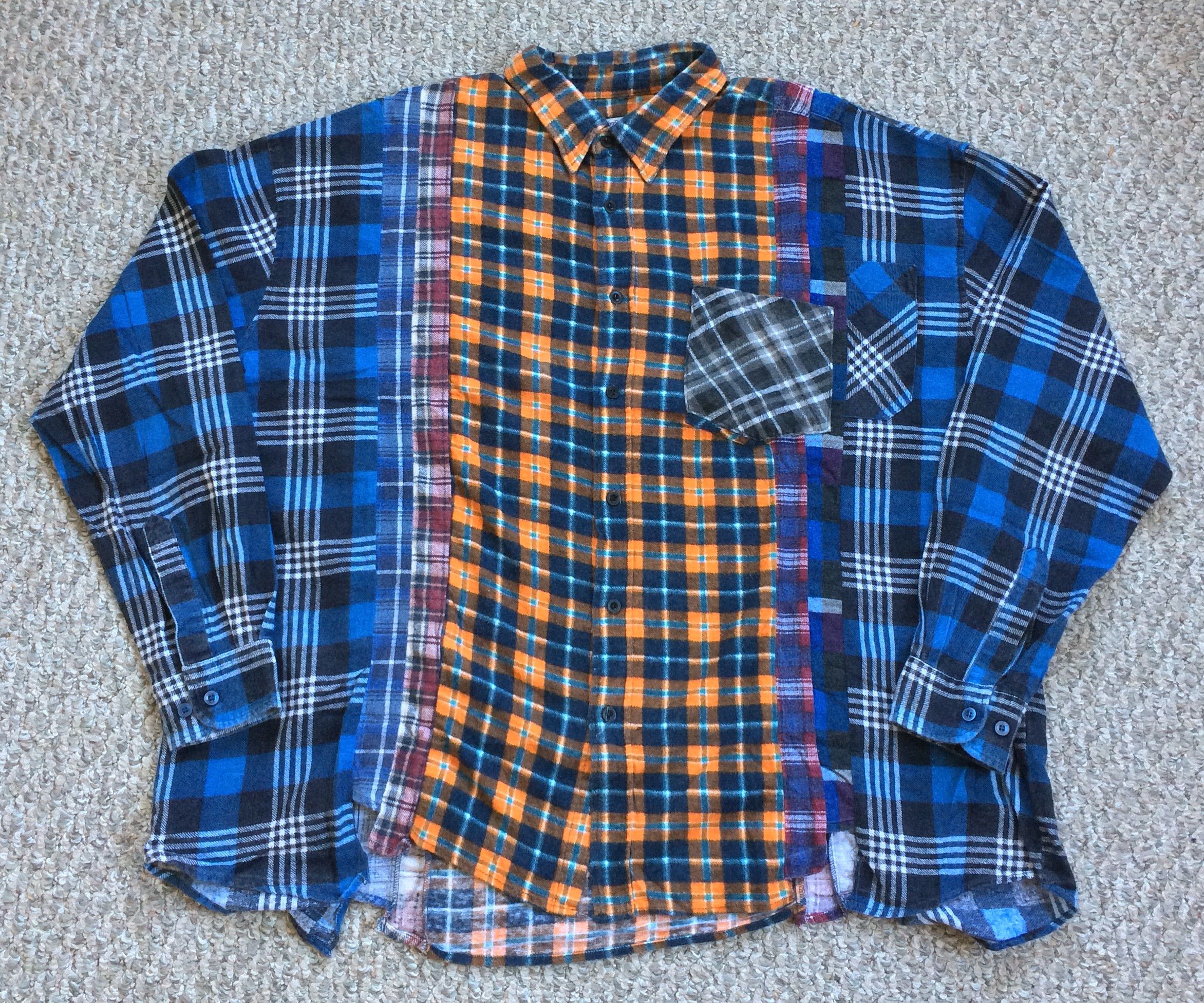 Image of Rebuild By Needles Wide 7 Cut Flannel in Mix, Men's (Size XL)