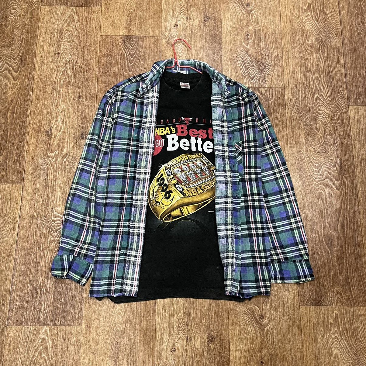 Vintage Vintage 90s Plaid Shirt Blue Shadow Grunge Oversized Logo M Size US M / EU 48-50 / 2 - 2 Thumbnail