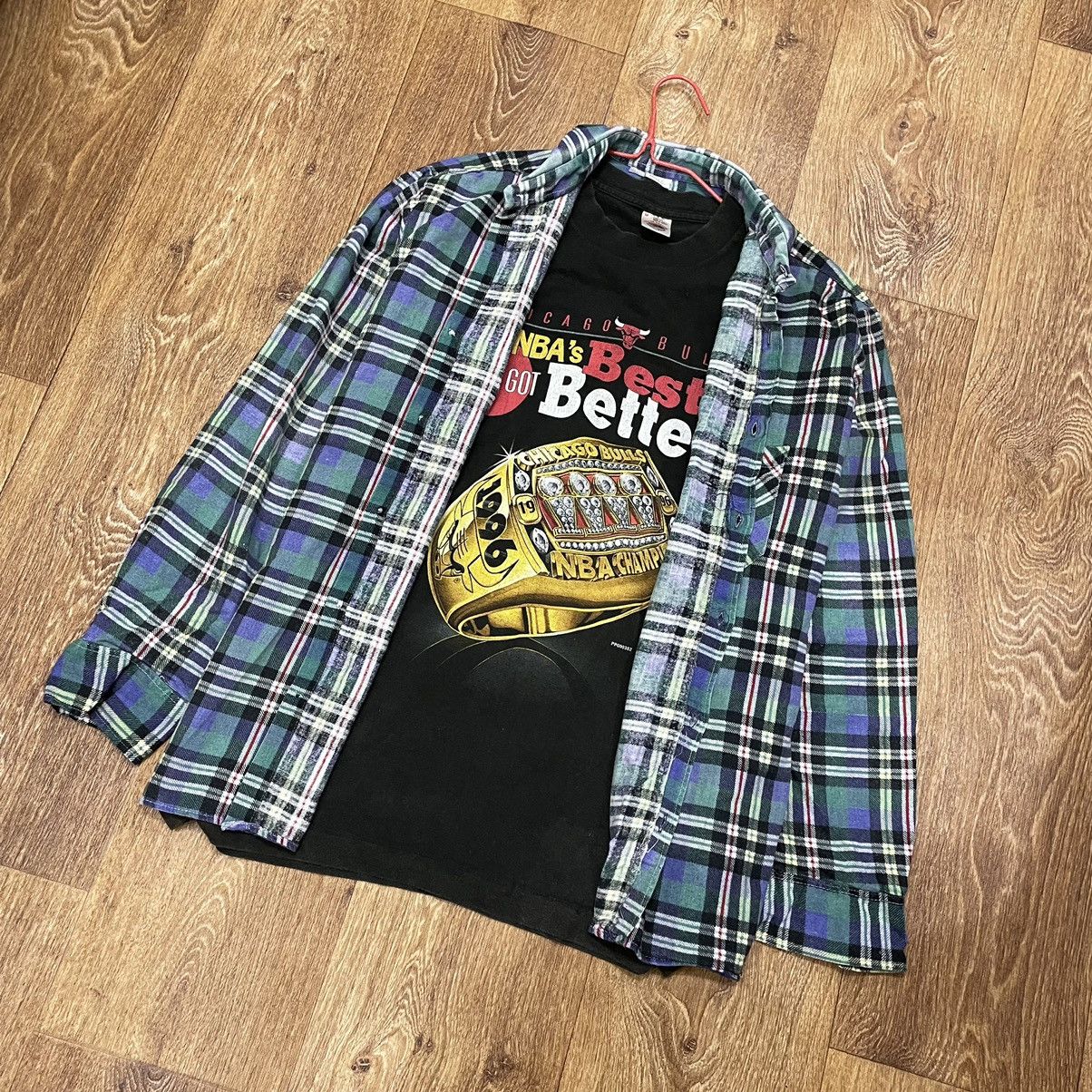 Vintage Vintage 90s Plaid Shirt Blue Shadow Grunge Oversized Logo M Size US M / EU 48-50 / 2 - 1 Thumbnail