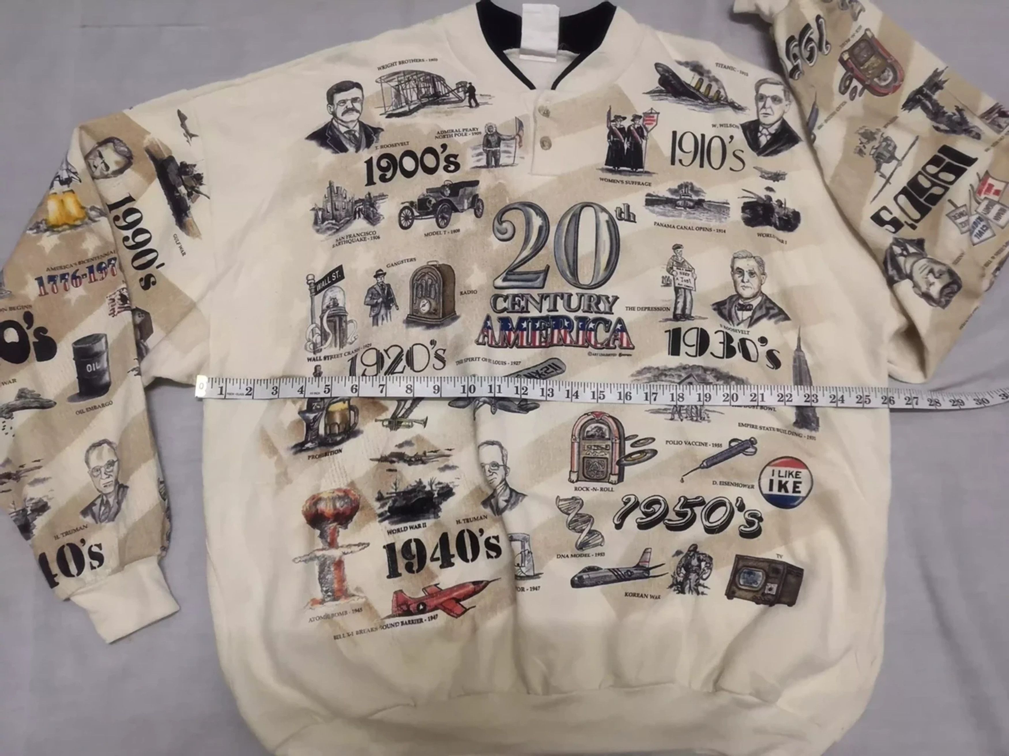 Vintage Vtg 20th Century America History All Over Print Sweatshirt Size US XXL / EU 58 / 5 - 7 Thumbnail