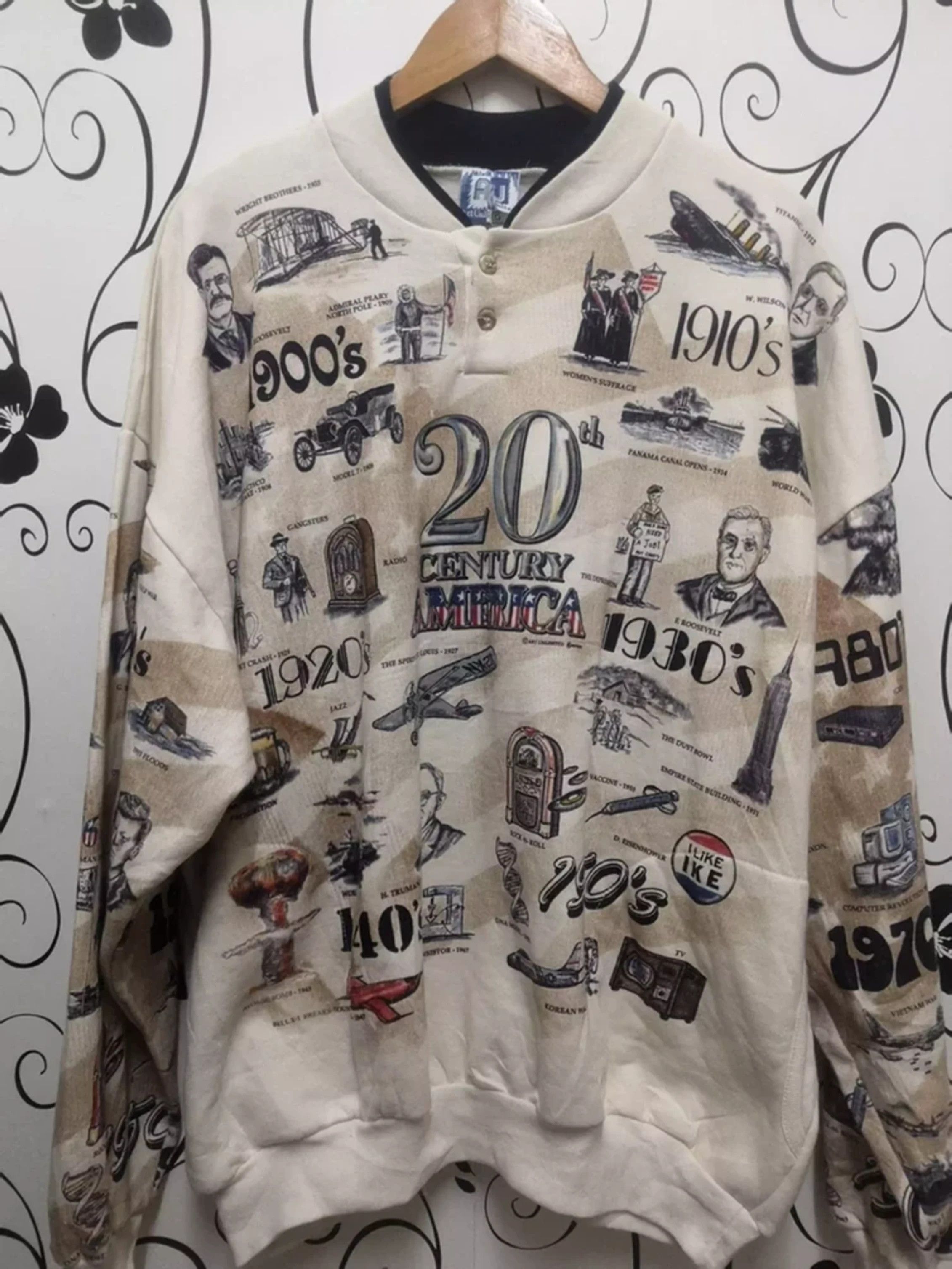Vintage Vtg 20th Century America History All Over Print Sweatshirt Size US XXL / EU 58 / 5 - 1 Thumbnail