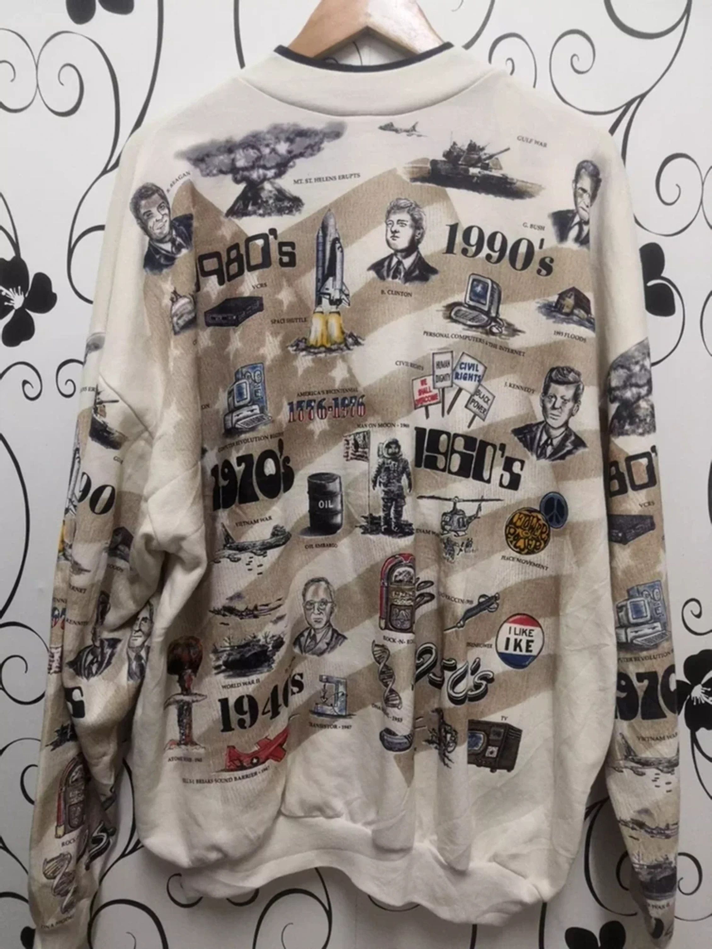 Vintage Vtg 20th Century America History All Over Print Sweatshirt Size US XXL / EU 58 / 5 - 2 Thumbnail