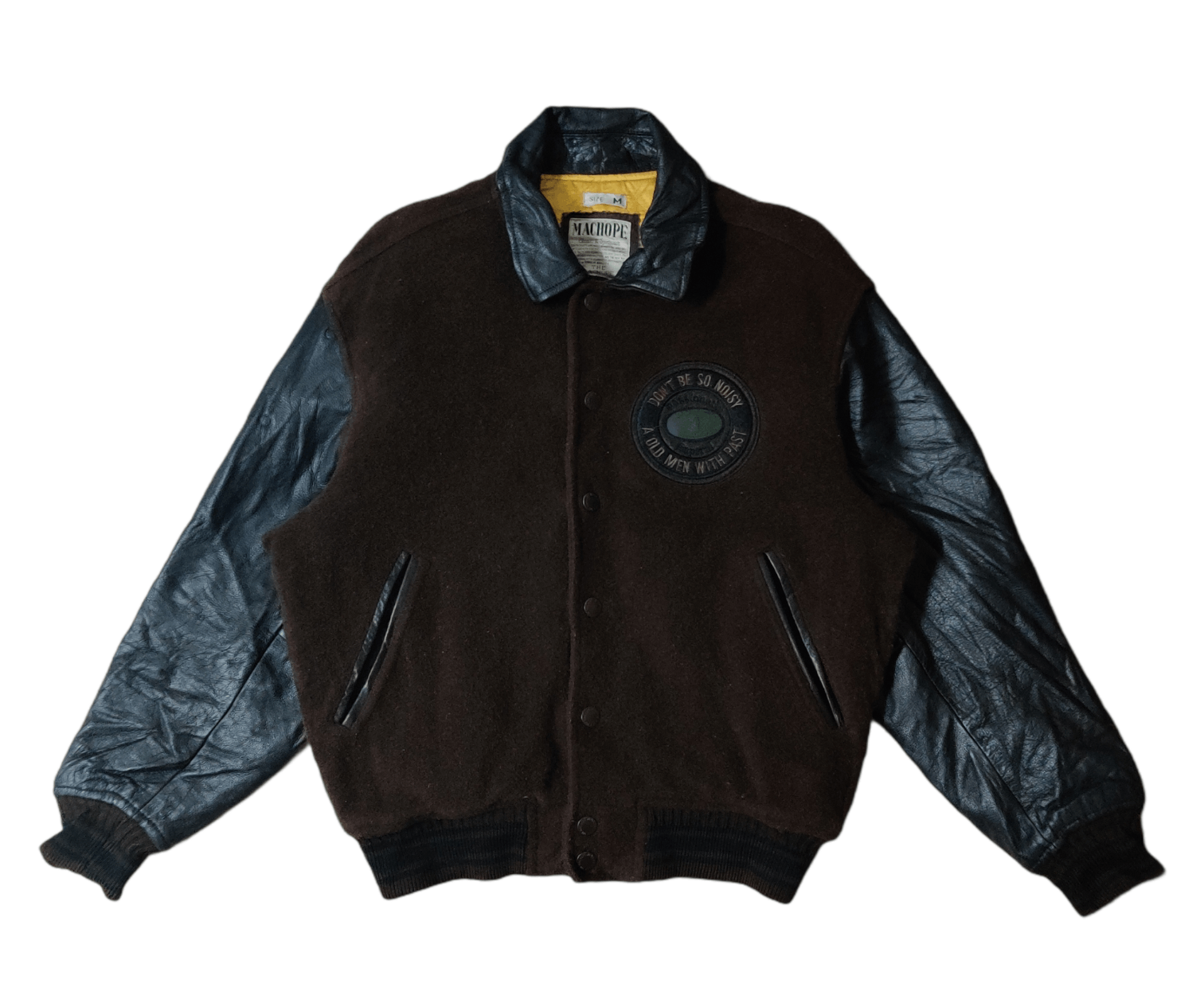 Japanese Brand Vintage Machope Wool Bomber Jacket Leather Sleeve Size US L / EU 52-54 / 3 - 4 Thumbnail