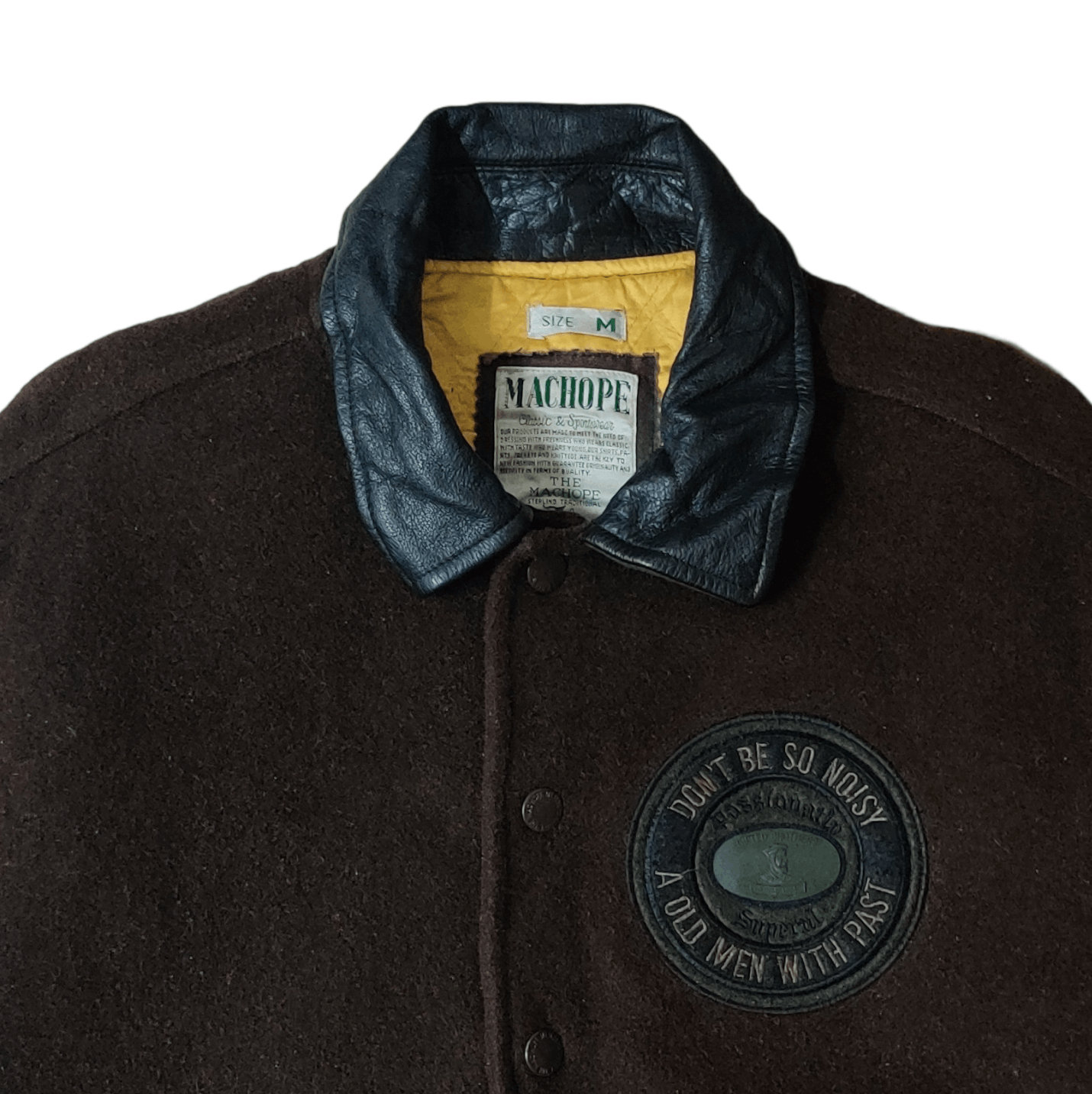 Japanese Brand Vintage Machope Wool Bomber Jacket Leather Sleeve Size US L / EU 52-54 / 3 - 5 Thumbnail