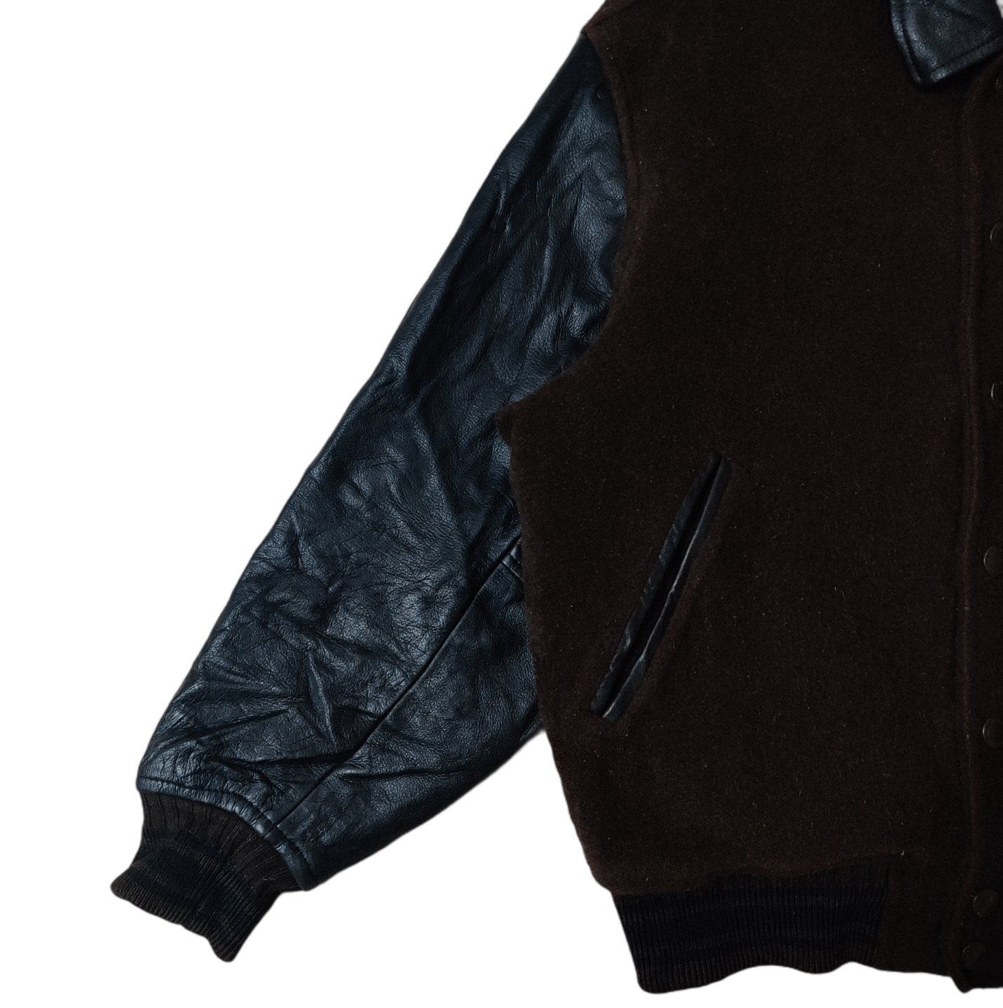 Japanese Brand Vintage Machope Wool Bomber Jacket Leather Sleeve Size US L / EU 52-54 / 3 - 6 Thumbnail