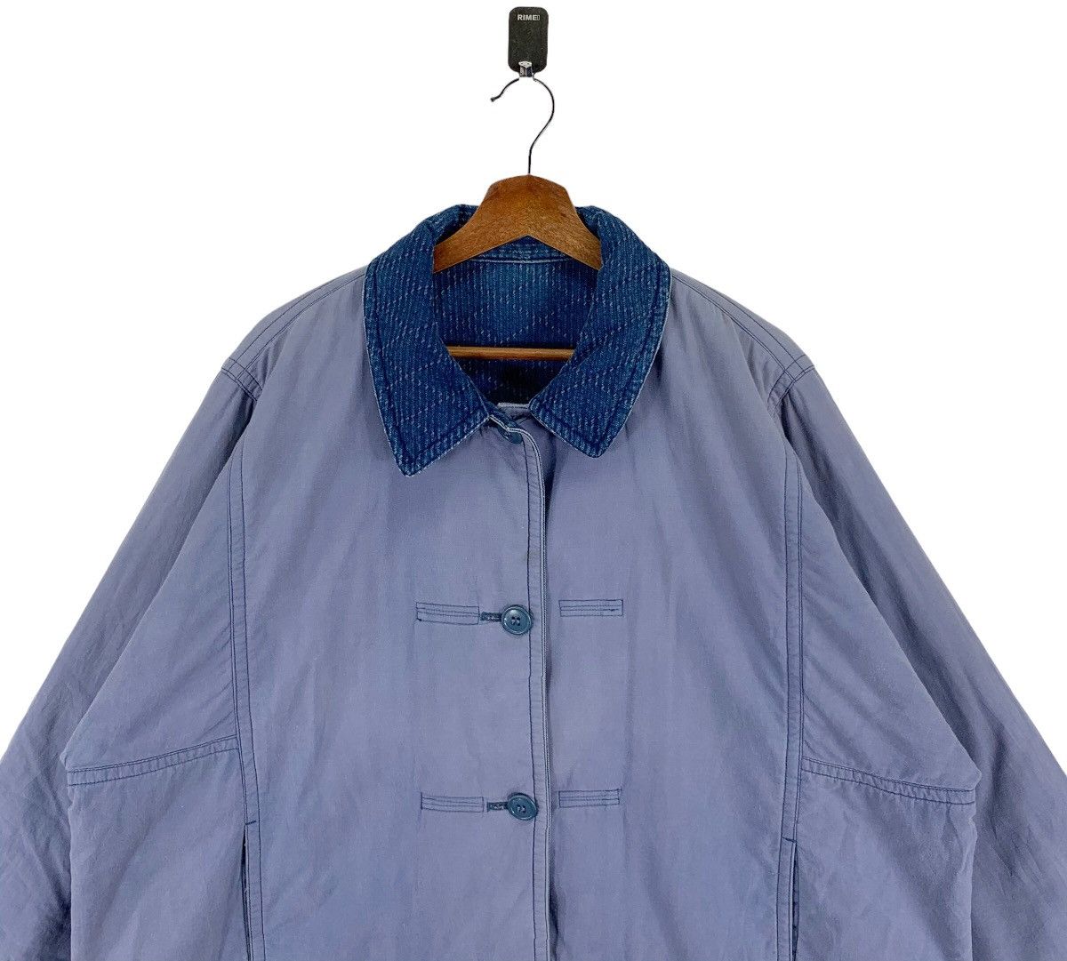 Issey Miyake × Tsumori Chisato 80S ISSEY MIYAKE MANDARIN STYLE BLUE DENIM INDIGO OVERSIZE Size US XL / EU 56 / 4 - 14 Thumbnail