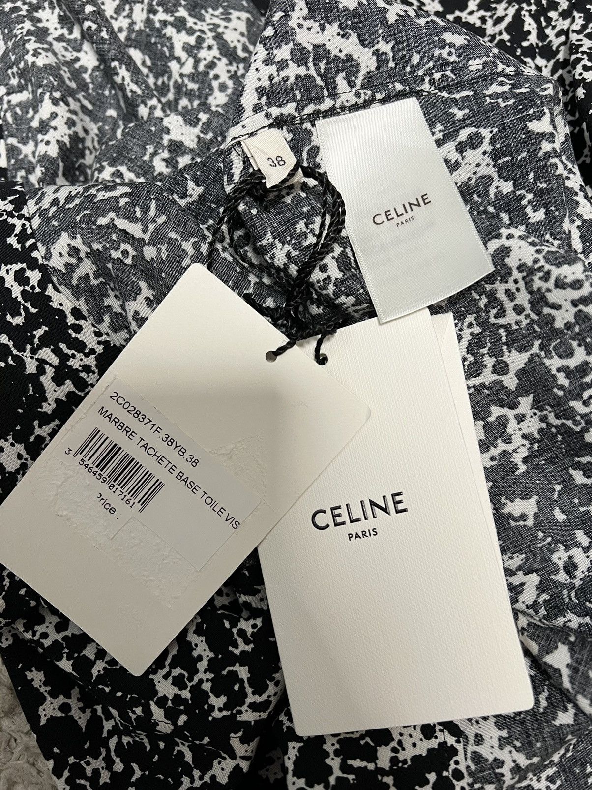 Celine × Hedi Slimane 19FW Drugstore Collar Marble Print Shirt sz38 Size US S / EU 44-46 / 1 - 4 Thumbnail