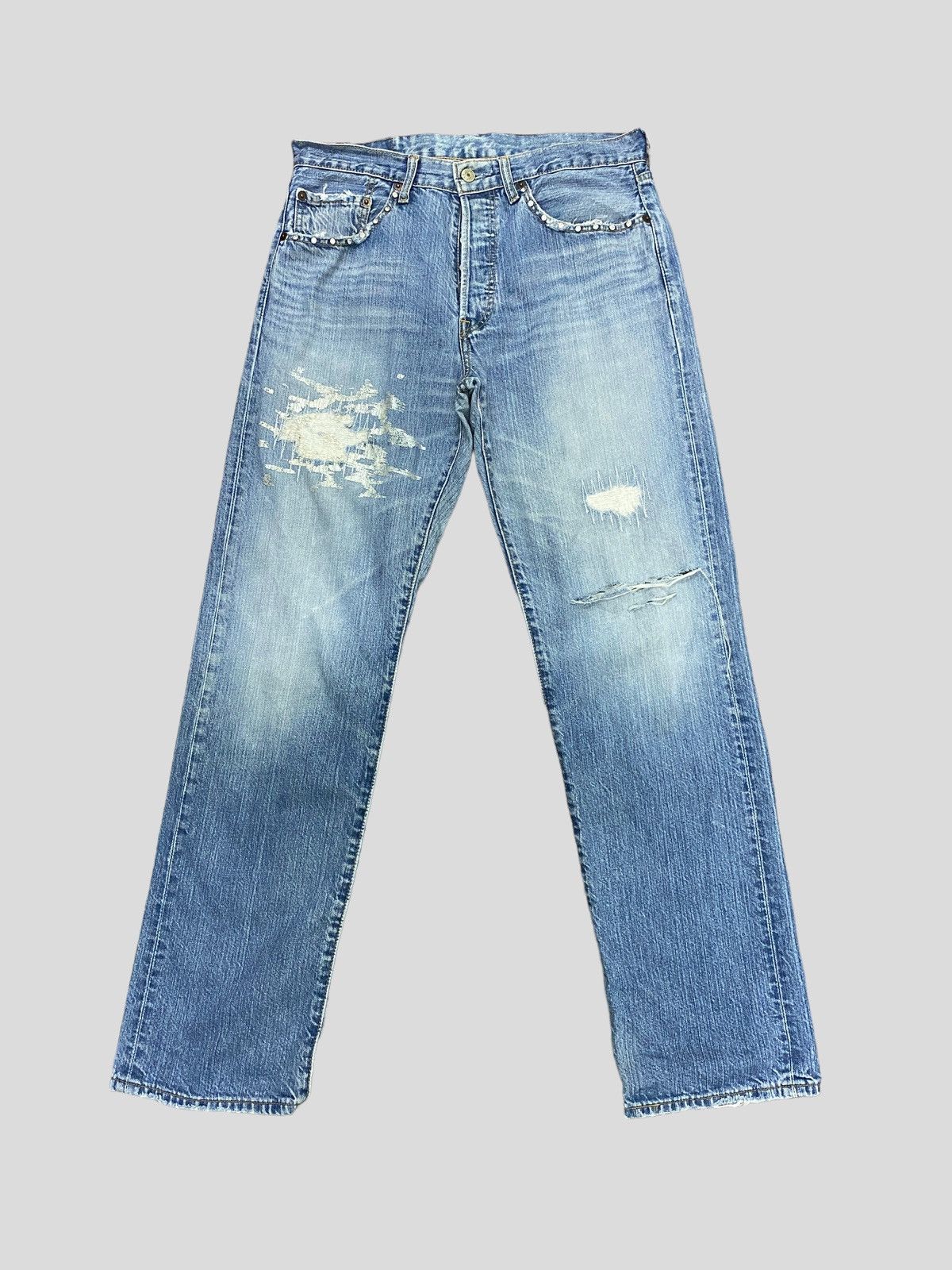 Levi's Vintage Levi's 501 Distressed Stud Ripped Denim Size US 30 / EU 46 - 1 Thumbnail
