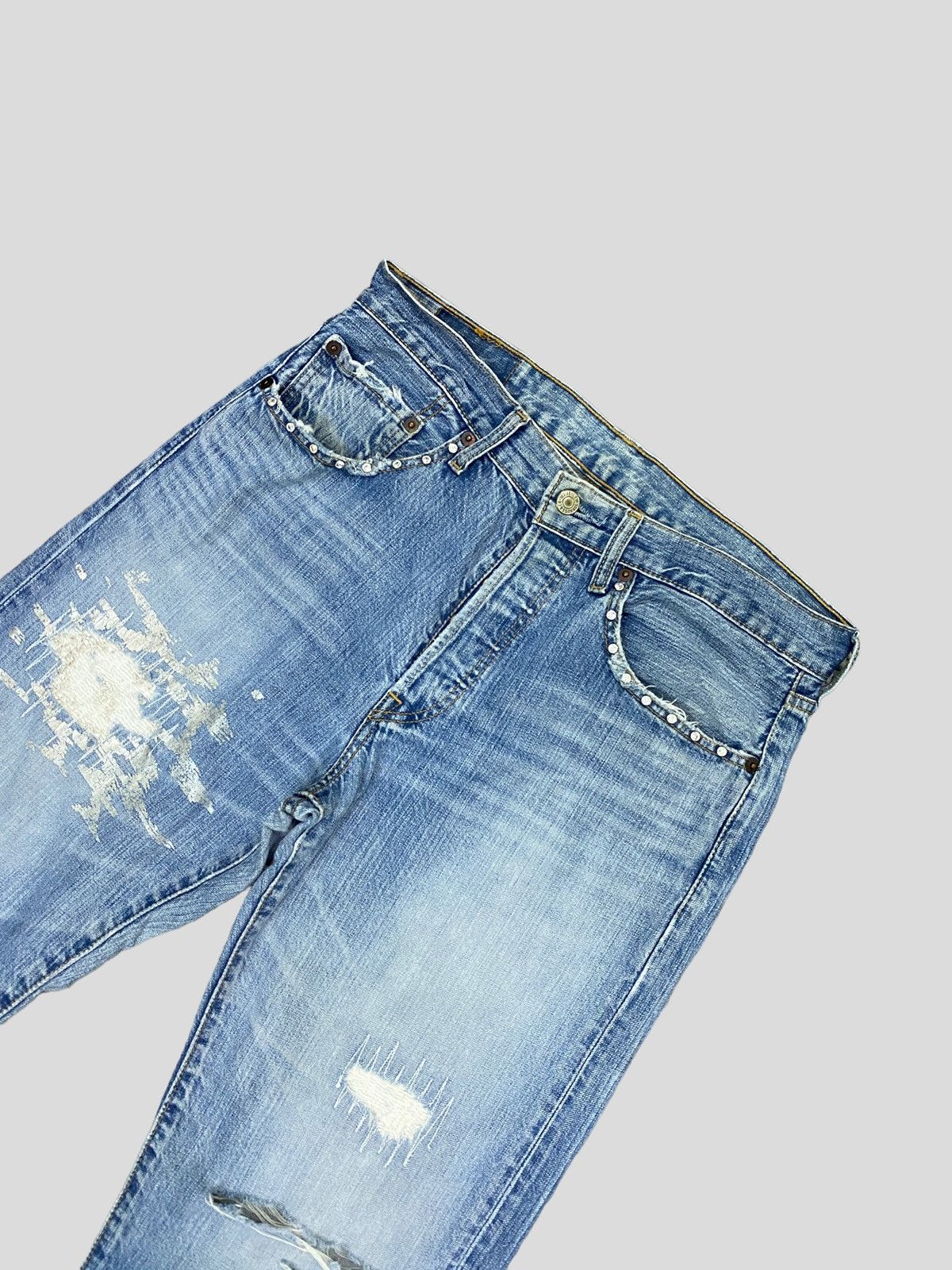 Levi's Vintage Levi's 501 Distressed Stud Ripped Denim Size US 30 / EU 46 - 3 Thumbnail