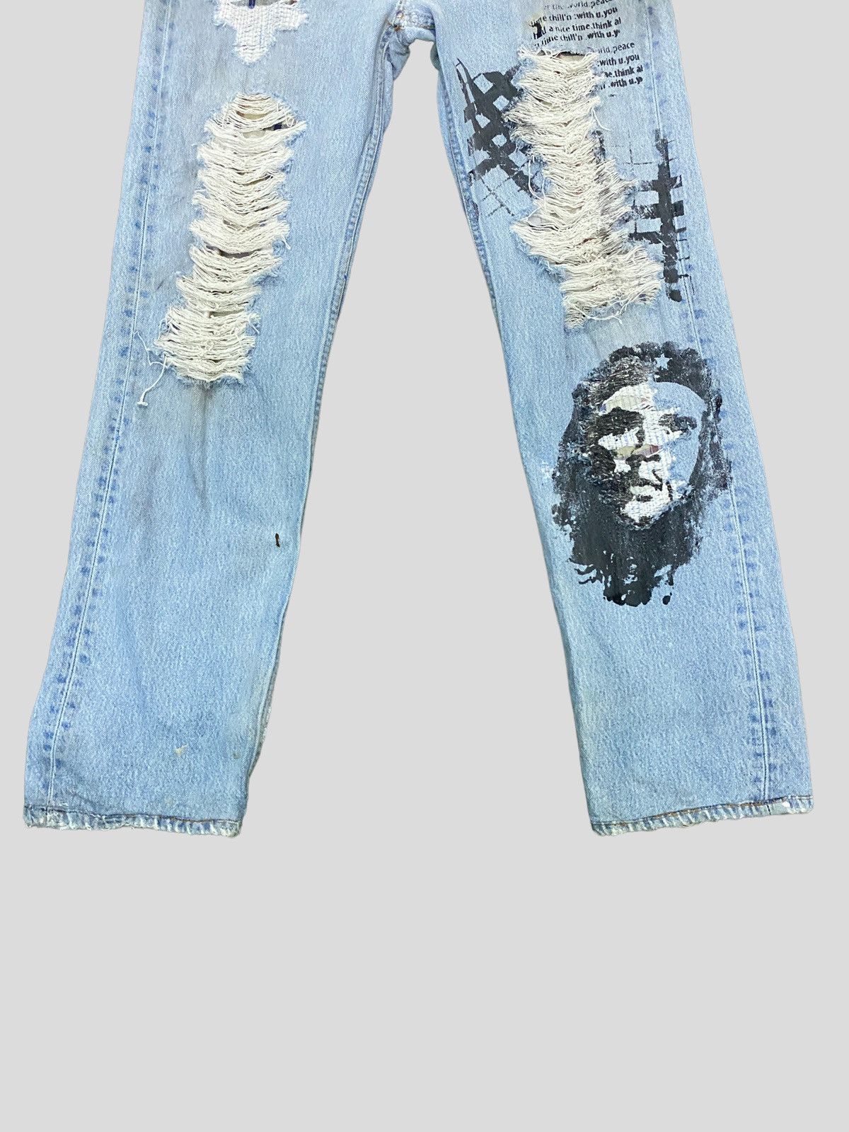 Levi's × Levi's Vintage Clothing × Vintage VINTAGE 90s Levi's 501 DISTRESSED CUSTOM CHE QUEVARA DENIM Size US 30 / EU 46 - 3 Thumbnail
