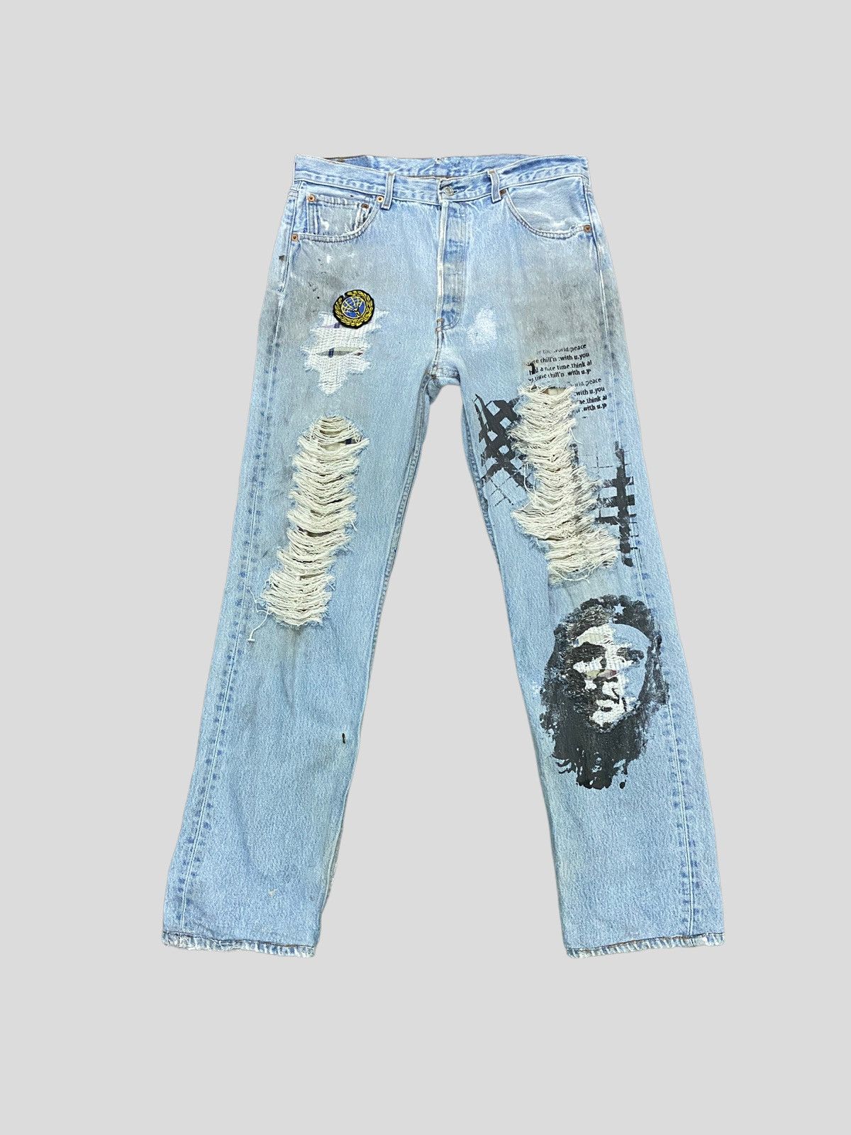 Levi's × Levi's Vintage Clothing × Vintage VINTAGE 90s Levi's 501 DISTRESSED CUSTOM CHE QUEVARA DENIM Size US 30 / EU 46 - 1 Thumbnail
