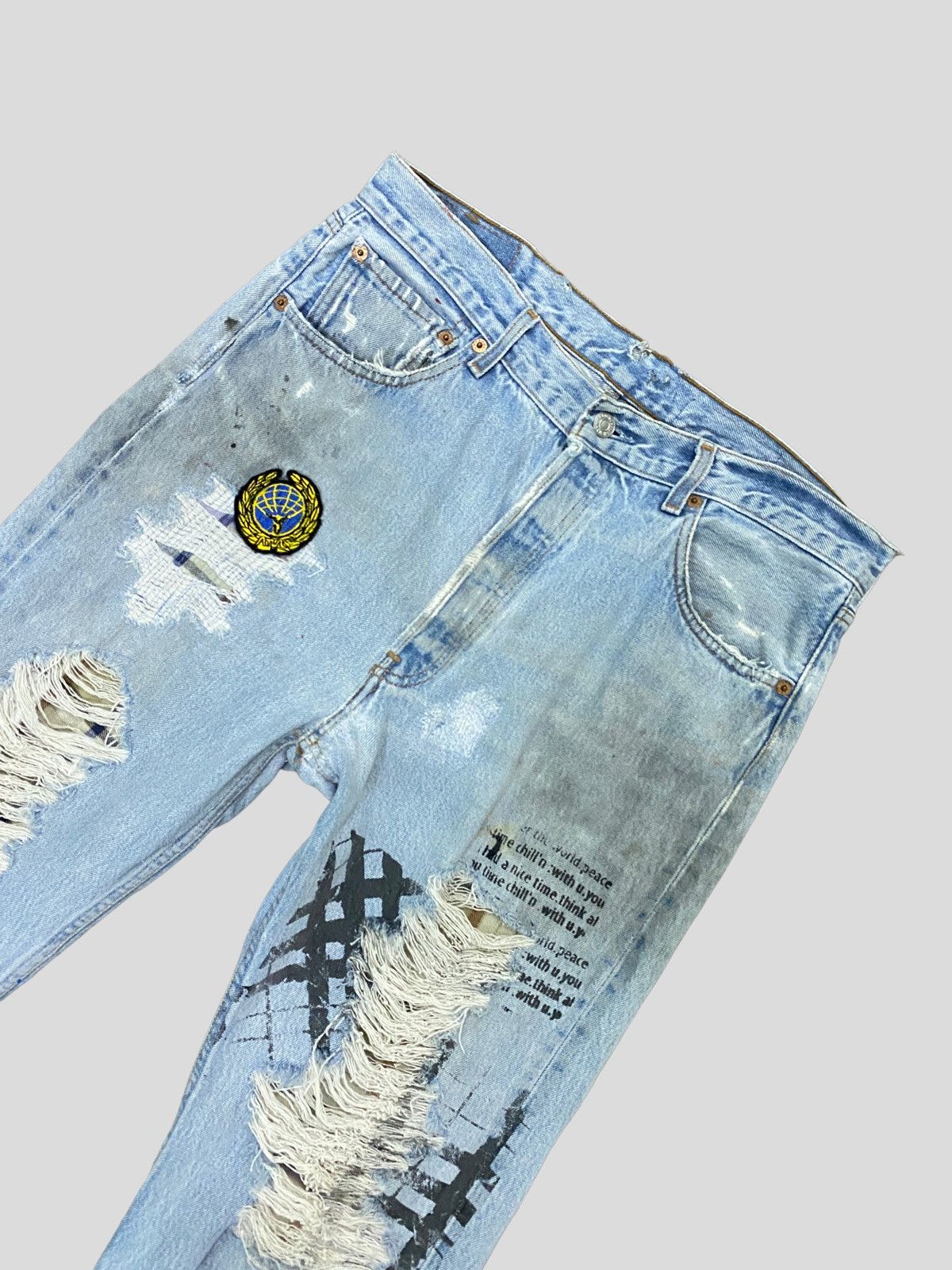 Levi's × Levi's Vintage Clothing × Vintage VINTAGE 90s Levi's 501 DISTRESSED CUSTOM CHE QUEVARA DENIM Size US 30 / EU 46 - 11 Thumbnail