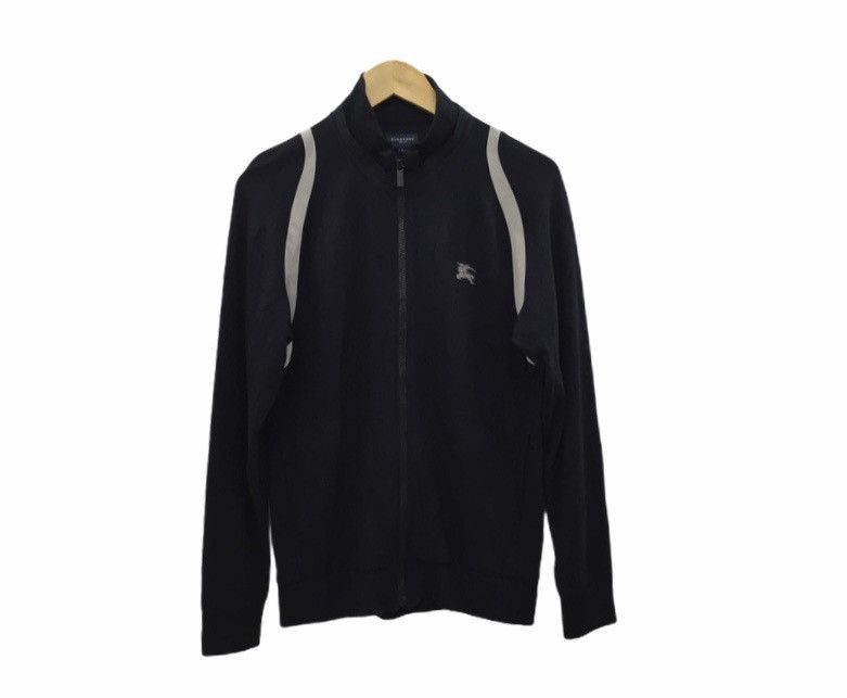 image of Made In Japn Full Zip Burberry Golf Sweater in Black Blue, Men's (Size Medium)