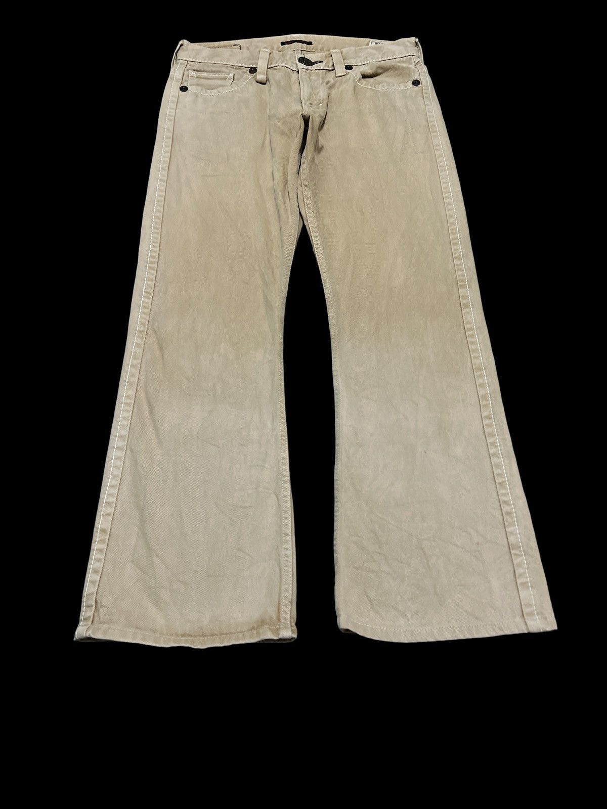 Japanese Brand FLARED💥BLUE WAY BROWN FADED DISTRESSED DENIM PANT Size US 32 / EU 48 - 2 Thumbnail