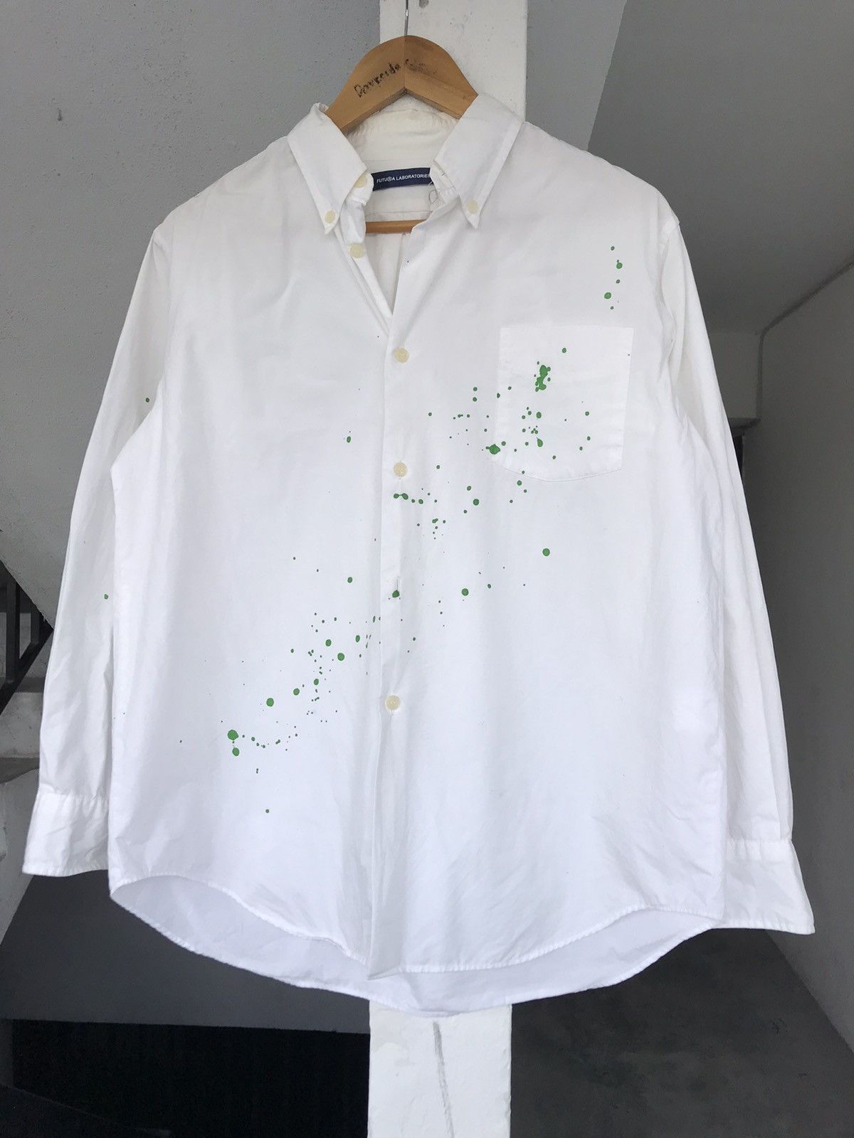 Futura × Recon Futura laboratories green Paint Splash Buttonh Up Shirt Size US L / EU 52-54 / 3 - 3 Thumbnail