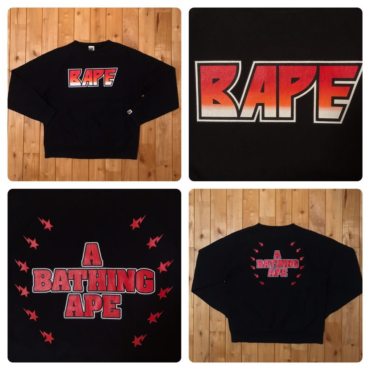 image of Bape Kiss Logo Long Sleeve Sweat Shirt Black, Men's (Size Medium)