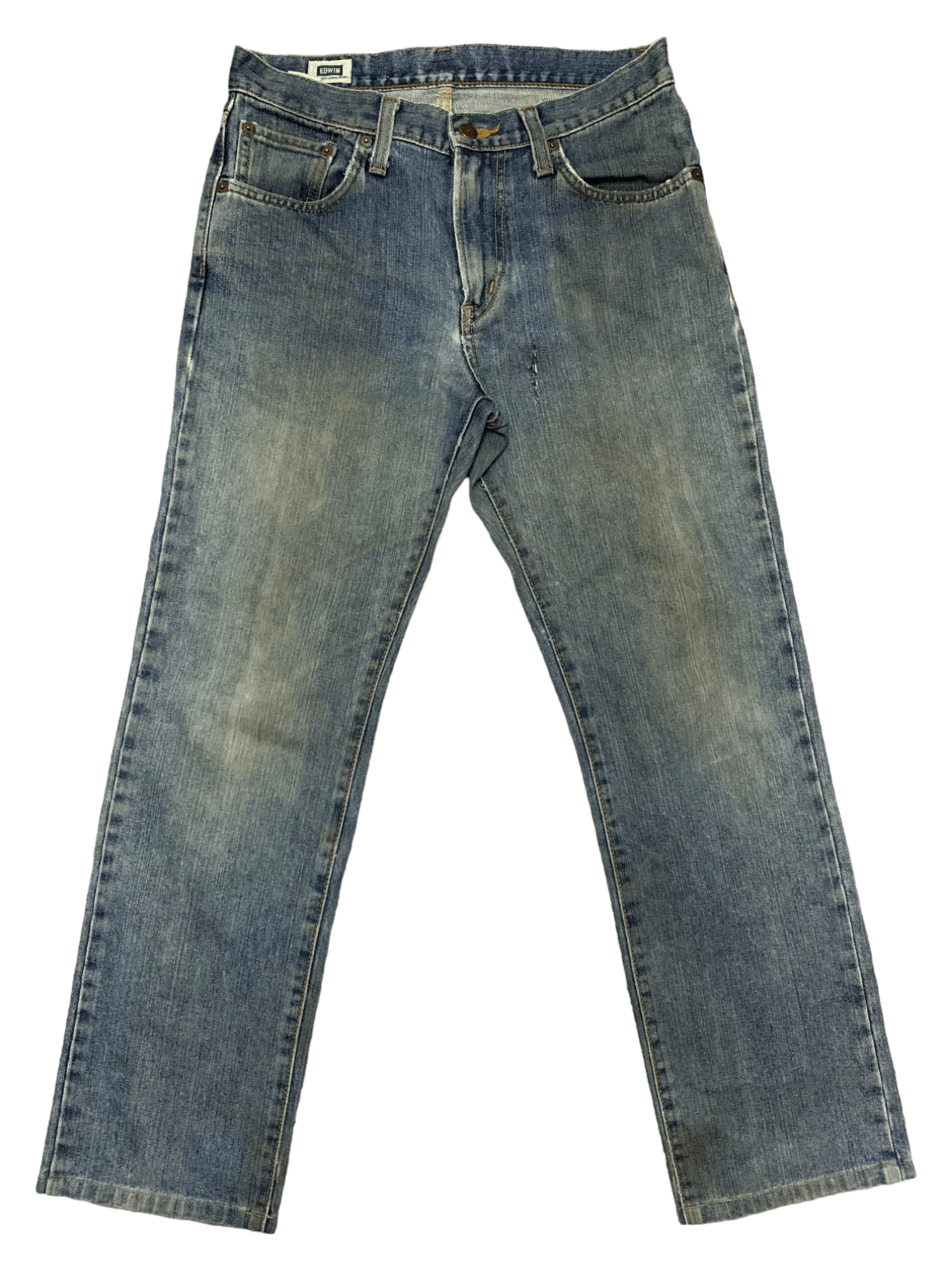 image of Vintage Japanese Edwin Blue Wash Distressed Loose Jeans, Men's (Size 30)