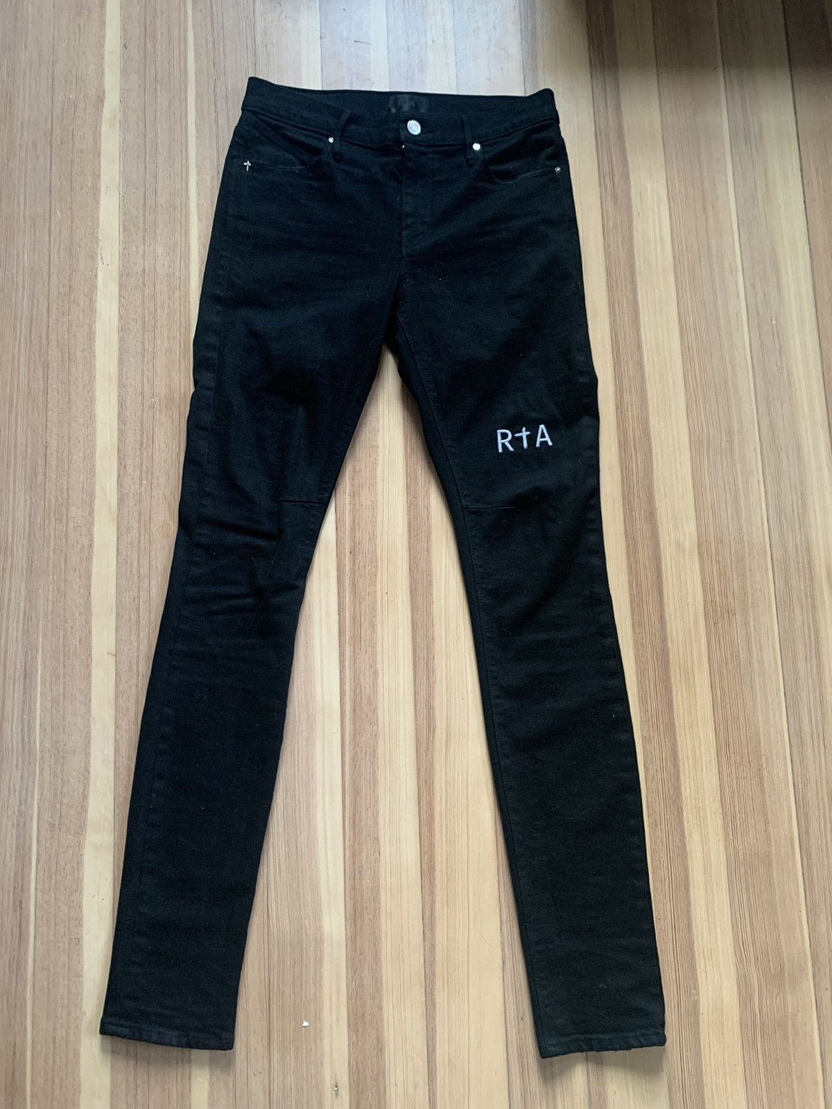 Rta Black Knee Logo Skinny Jeans | Grailed