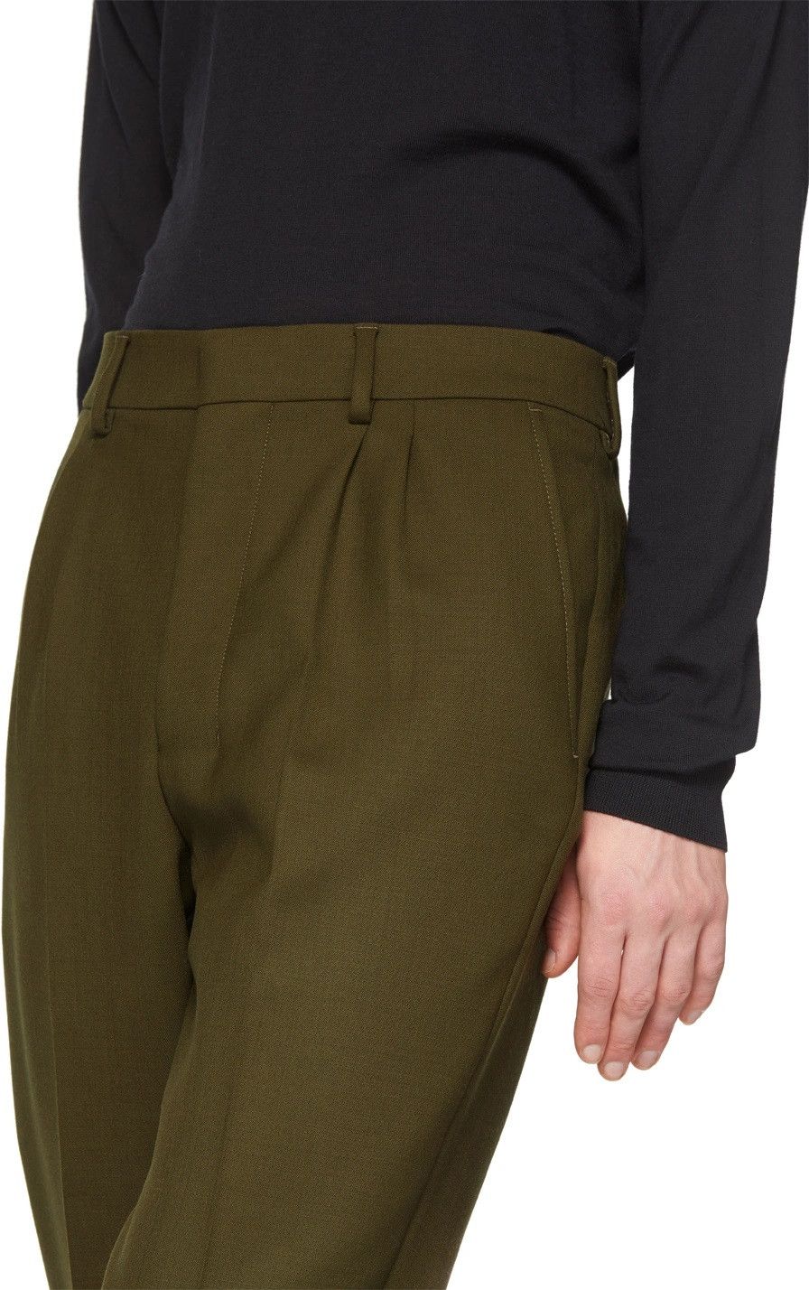 AMI AMI Green Wool Pleated Carrot Trousers Size US 30 / EU 46 - 6 Thumbnail