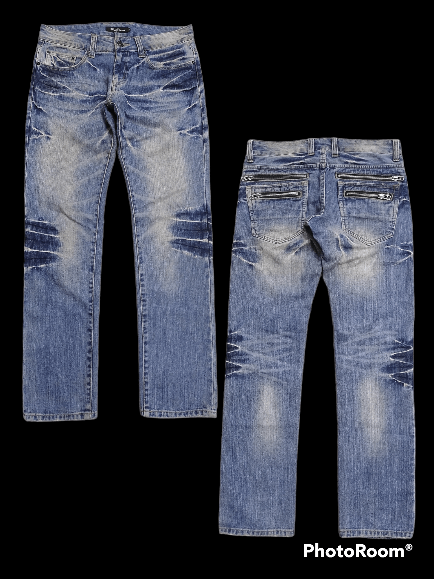 Hysteric Glamour 🔥Root Three Washed Blue Multizipper Distressed Denim Pants⚡ Size US 33 - 1 Thumbnail