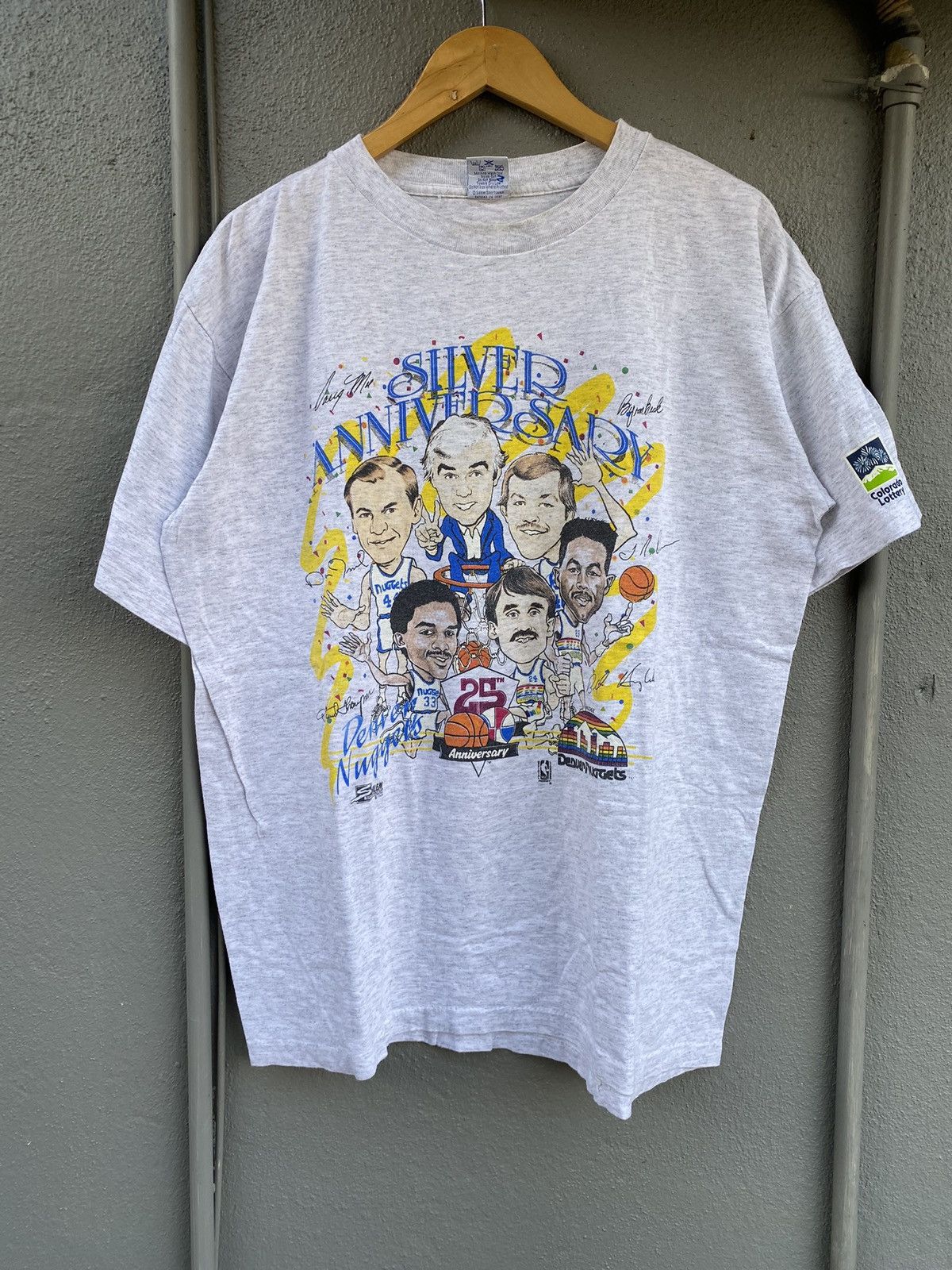 NBA × Salem Sportswear × Vintage Vintage NBA Denver Nuggets 1992 Silver Annivesarry All Star Size US XL / EU 56 / 4 - 2 Thumbnail
