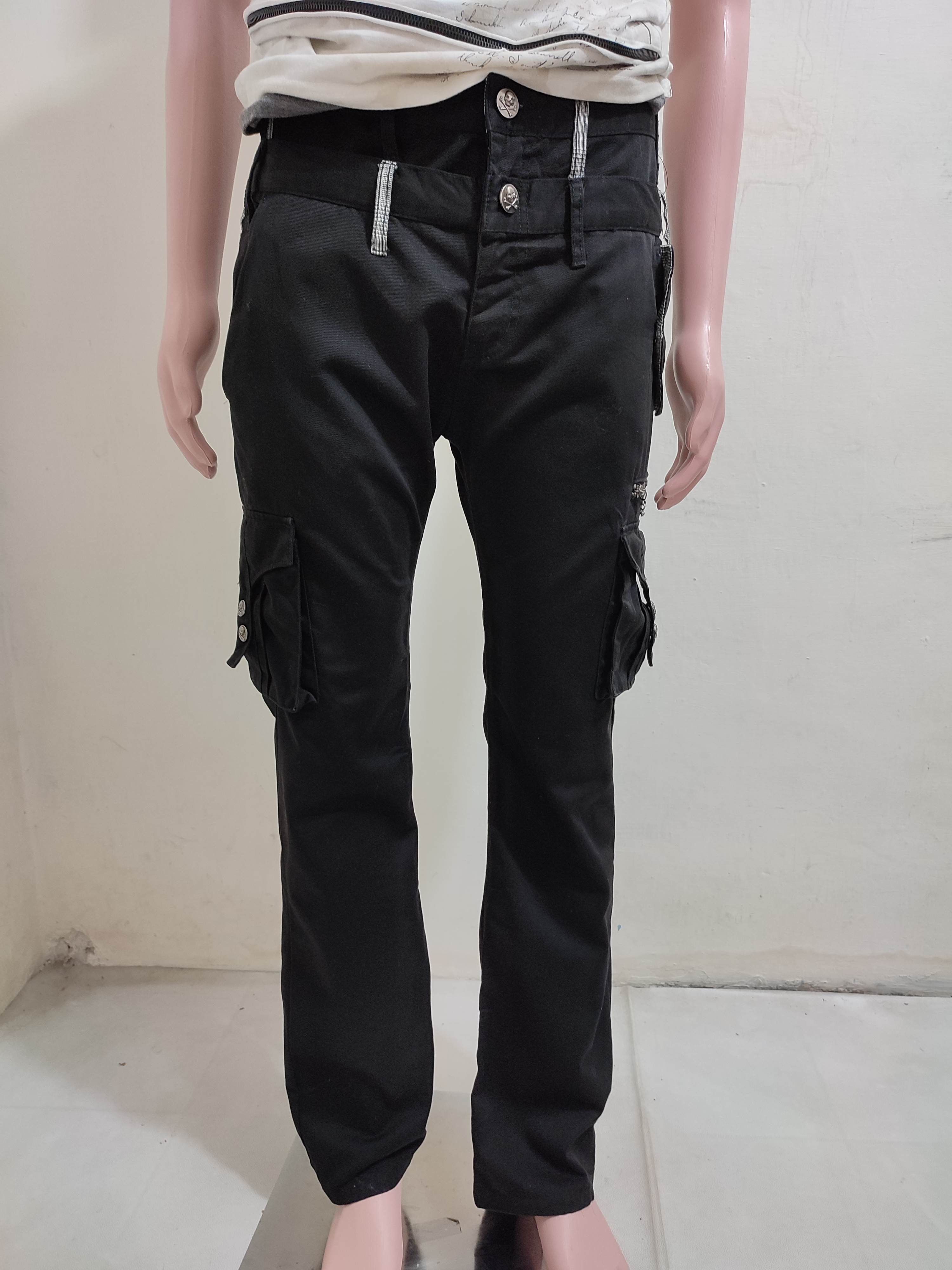 Japanese Brand 🔥Doublefocus doubleWaist Cargo Skull Button Punk Pants Size US 33 - 1 Thumbnail