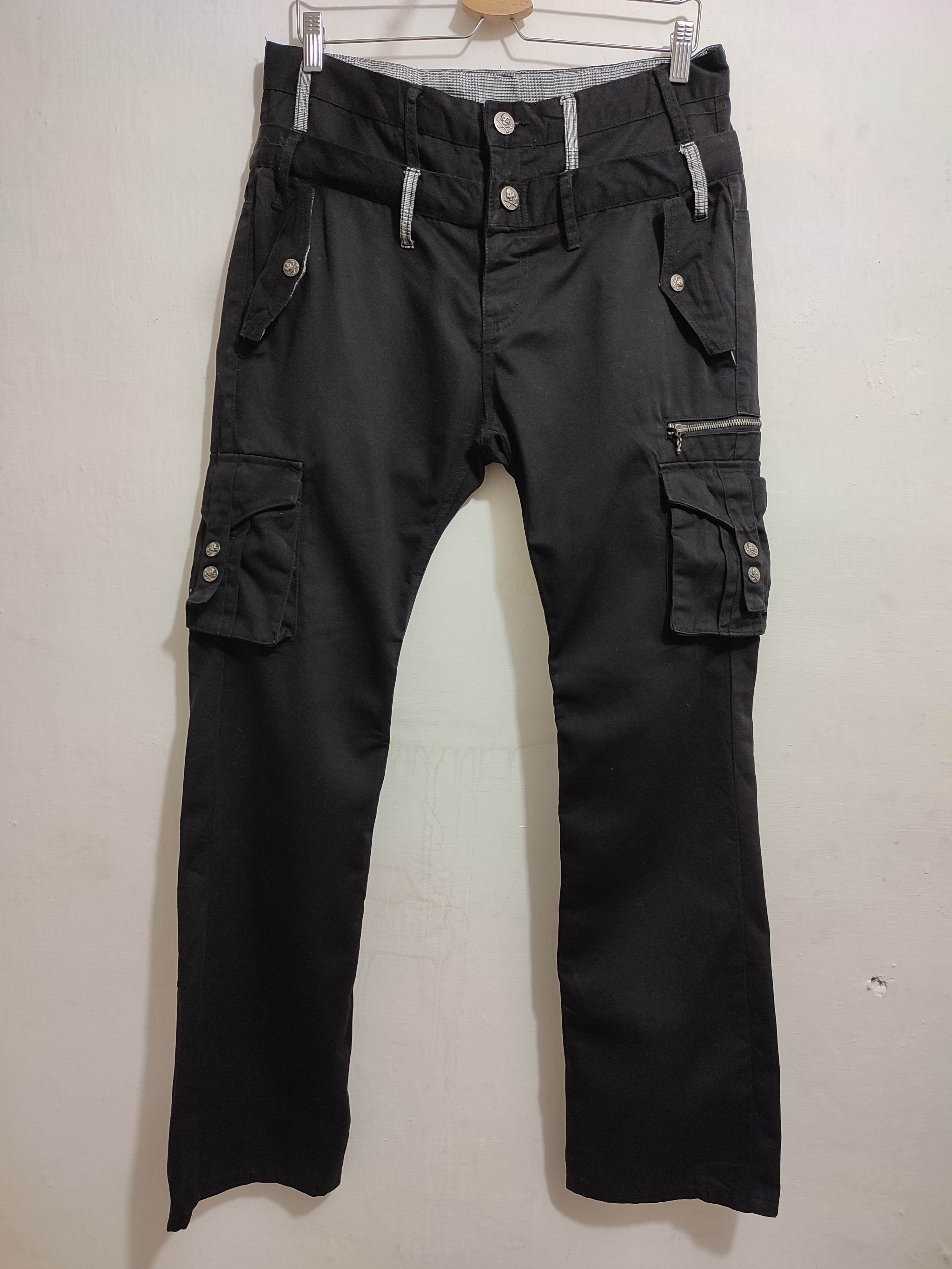 Japanese Brand 🔥Doublefocus doubleWaist Cargo Skull Button Punk Pants Size US 33 - 5 Thumbnail