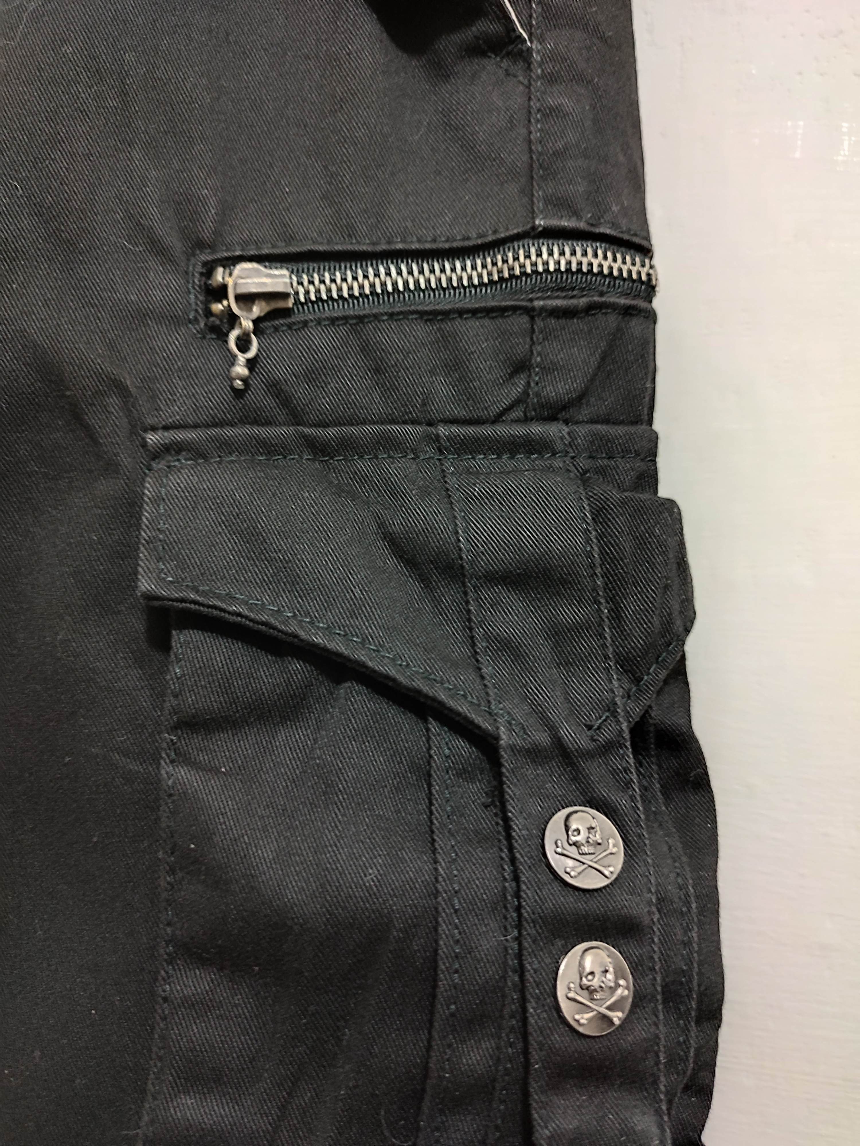 Japanese Brand 🔥Doublefocus doubleWaist Cargo Skull Button Punk Pants Size US 33 - 9 Thumbnail