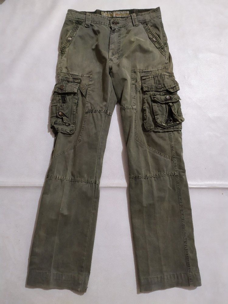 image of Bapai Cargo Tactical Multi Pocket Olive Colour Pants, Men's (Size 29)