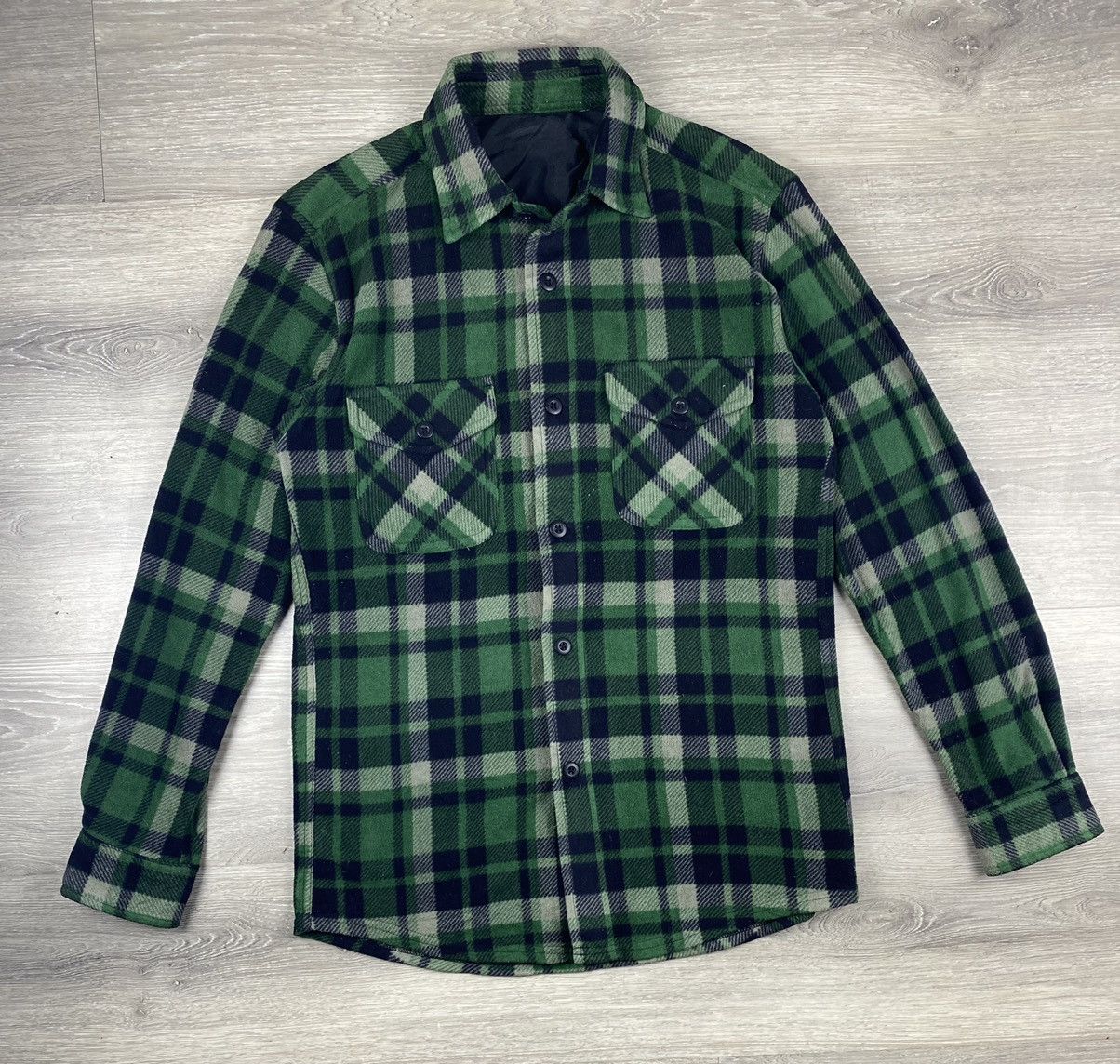 Flannel Vintage Uniqlo Shadow Plaid Fleece Button Up Shirt Flannel Size M / US 6-8 / IT 42-44 - 1 Thumbnail