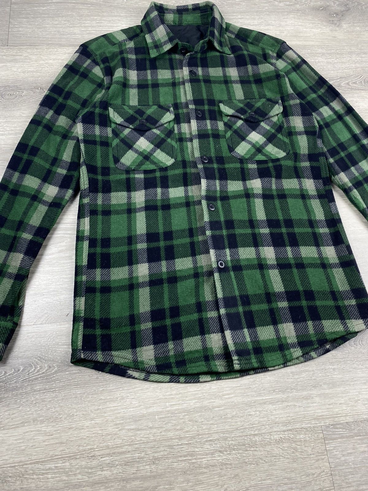 Flannel Vintage Uniqlo Shadow Plaid Fleece Button Up Shirt Flannel Size M / US 6-8 / IT 42-44 - 2 Thumbnail