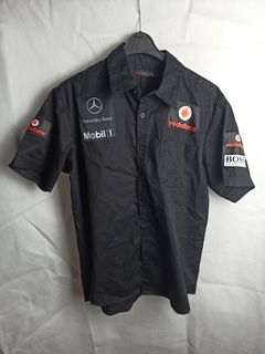 F1 Formula One Mechanics Pit Crew Shirt Vintage McLAREN MARLBORO MERCEDES  *RARE*