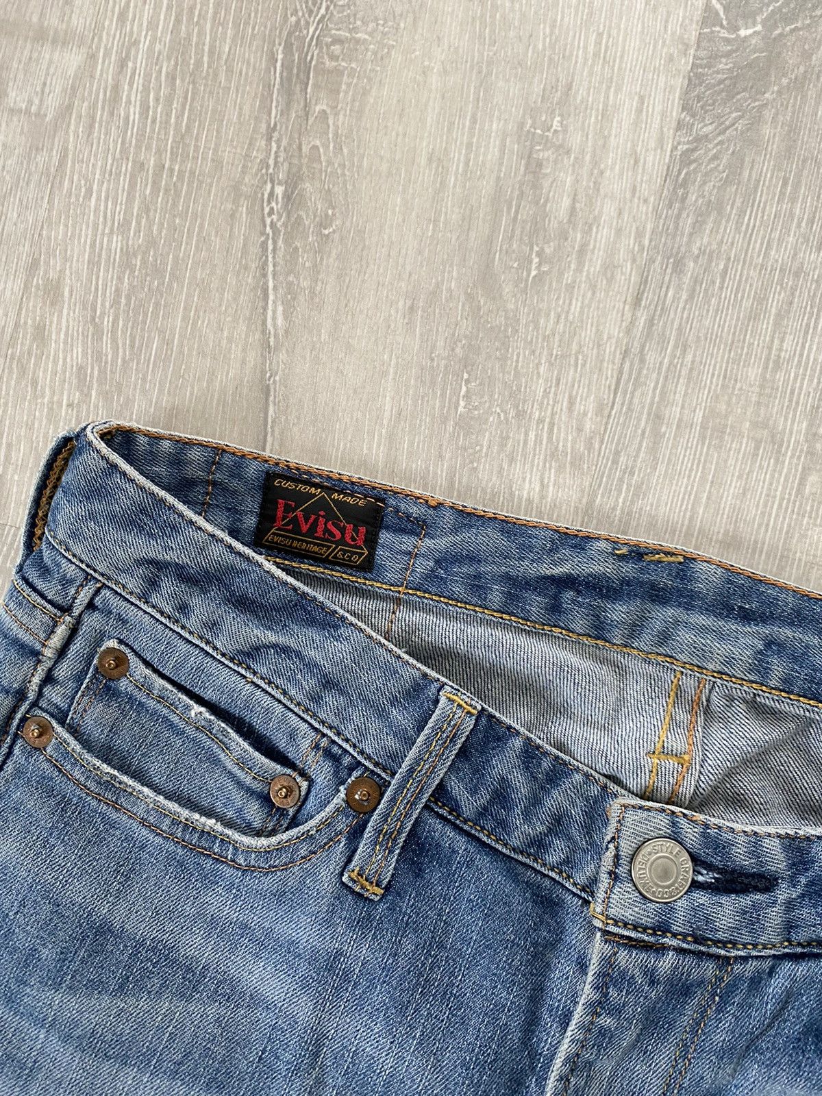Evisu Evisu Japan vintage navy jeans green seagulls selvedge Size US 27 - 6 Thumbnail