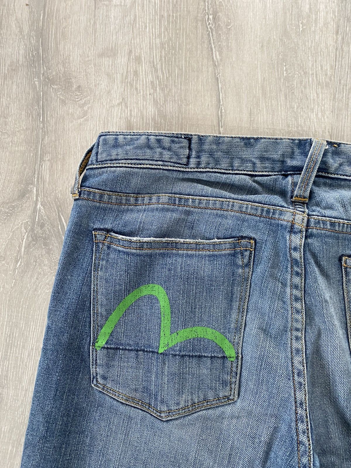 Evisu Evisu Japan vintage navy jeans green seagulls selvedge Size US 27 - 4 Thumbnail