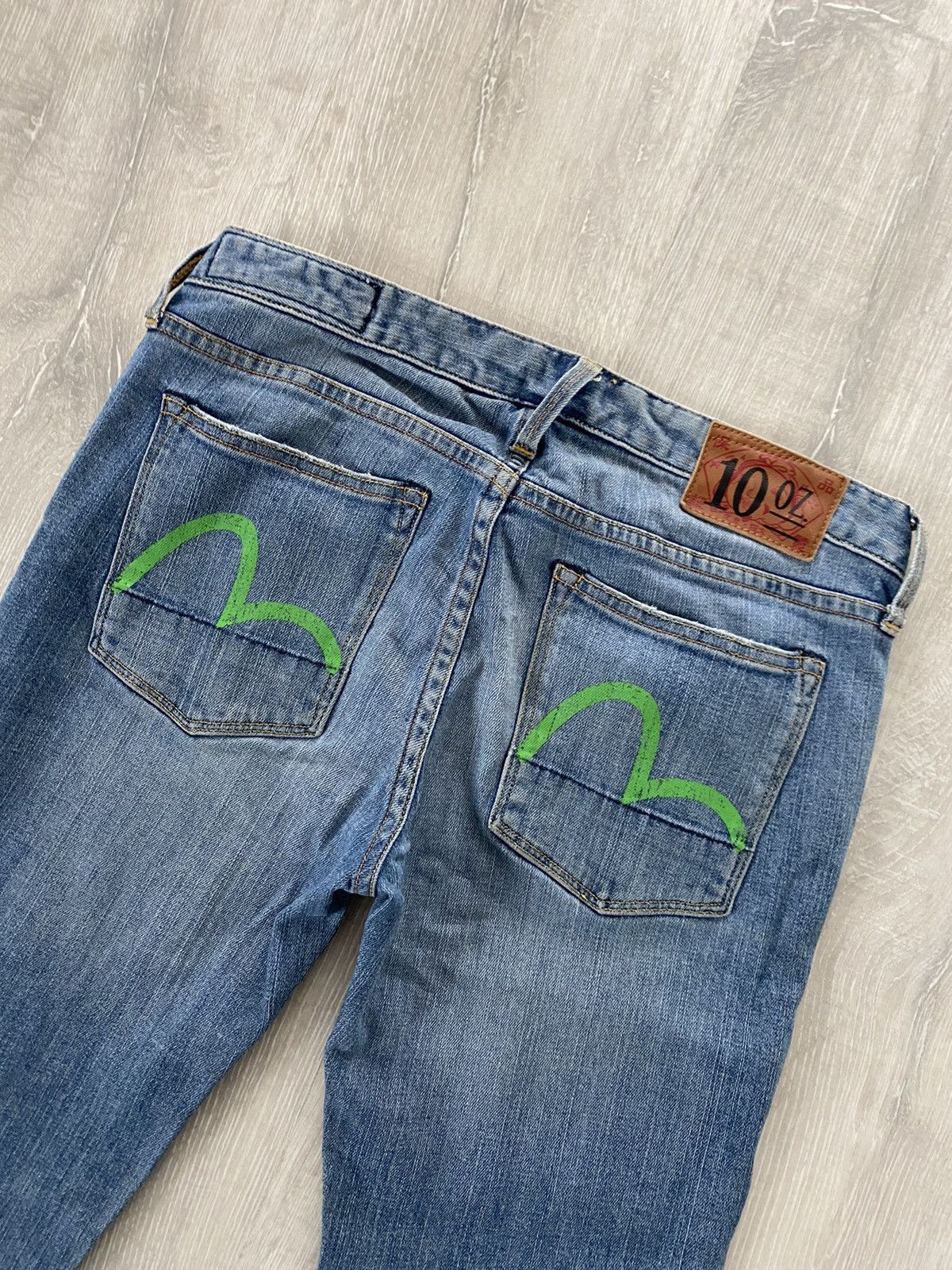 image of Evisu Japan Vintage Navy Jeans Green Seagulls Selvedge in Blue, Men's (Size 27)
