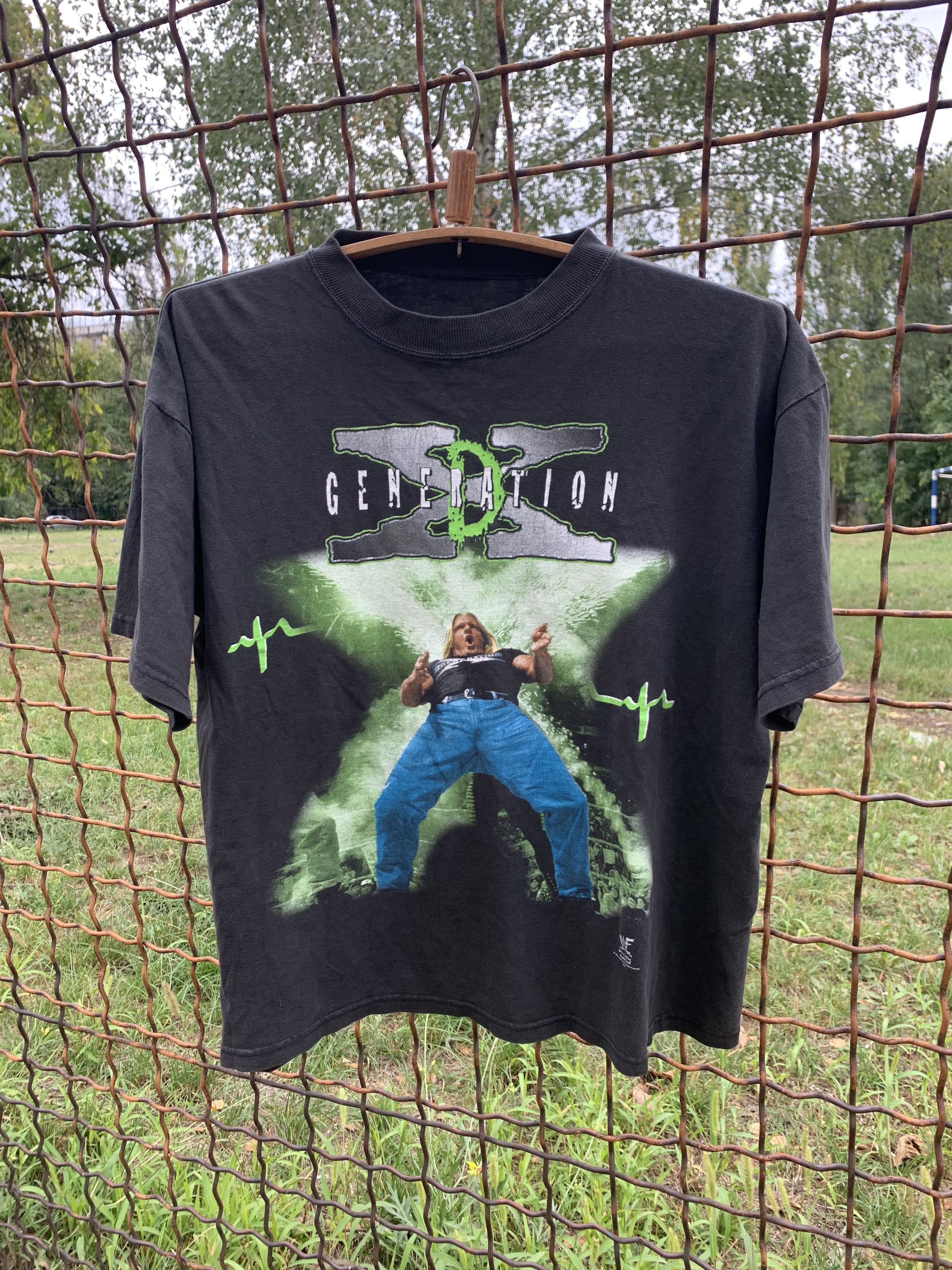image of Vintage D Generation X 1998 Triple H T-Shirt in Black Faded, Men's (Size Medium)