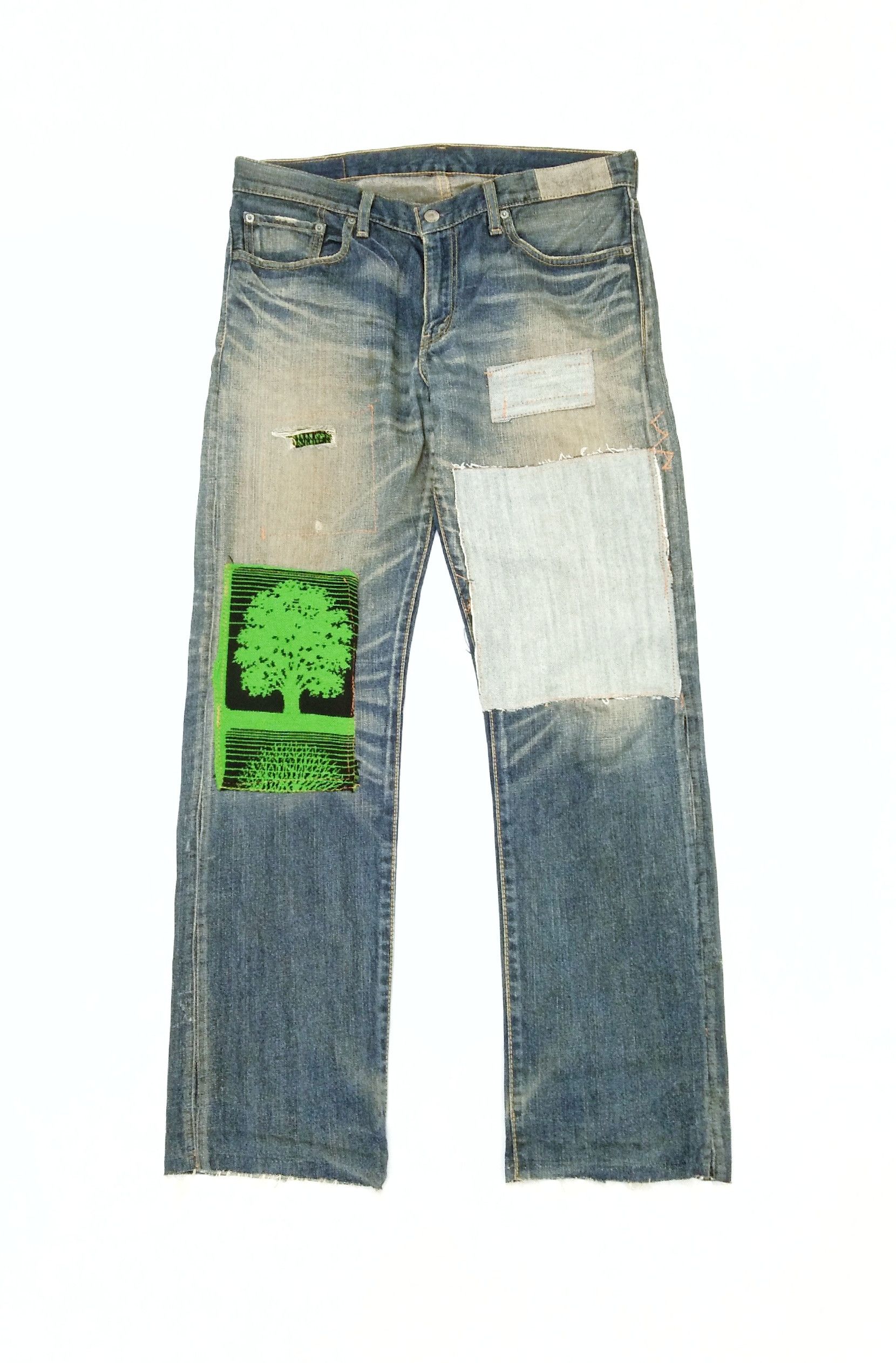 80s-90s Levi’s patchwork denim 501 505 Vintage Levi's 505 Patchwork Multipocket Denim Custom Jeans USA