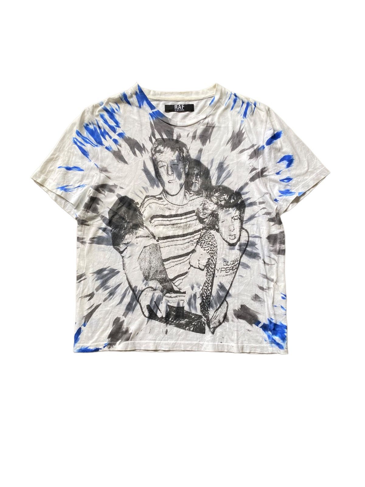 image of Raf By Raf Simons Tie Dye T Shirt in White, Men's (Size XS)