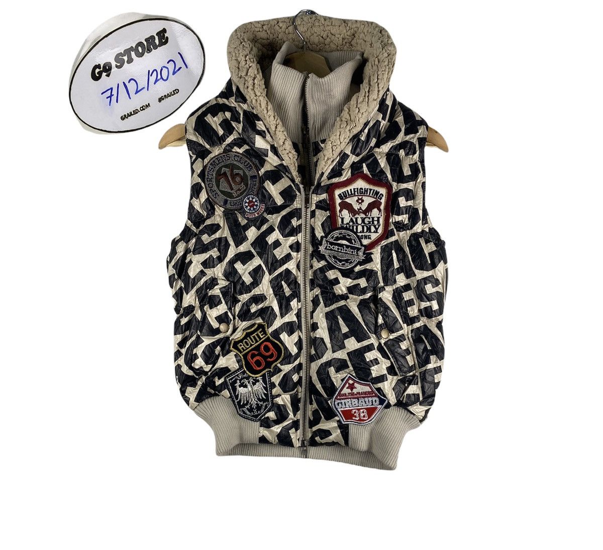 Japanese Brand STEAL 🔥 Patchwork Aces Fullprint Sherpa Vest By Xaja Size M / US 6-8 / IT 42-44 - 1 Thumbnail