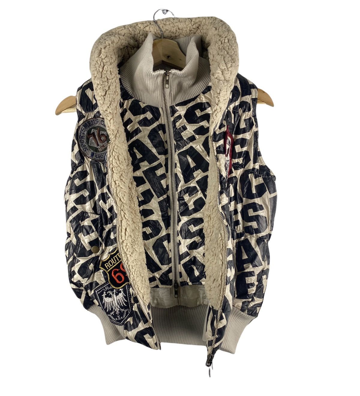 Japanese Brand STEAL 🔥 Patchwork Aces Fullprint Sherpa Vest By Xaja Size M / US 6-8 / IT 42-44 - 3 Thumbnail