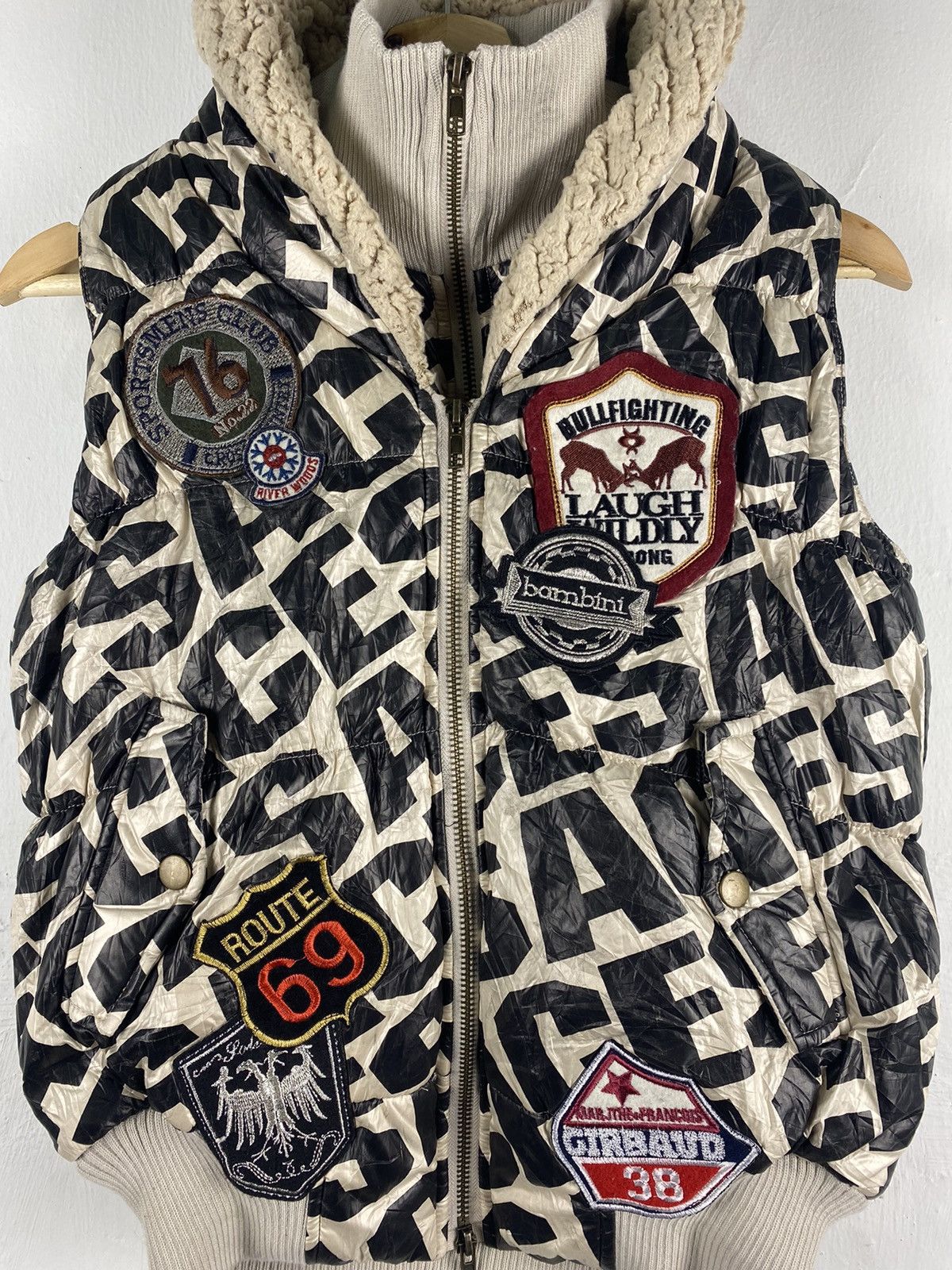 Japanese Brand STEAL 🔥 Patchwork Aces Fullprint Sherpa Vest By Xaja Size M / US 6-8 / IT 42-44 - 4 Thumbnail