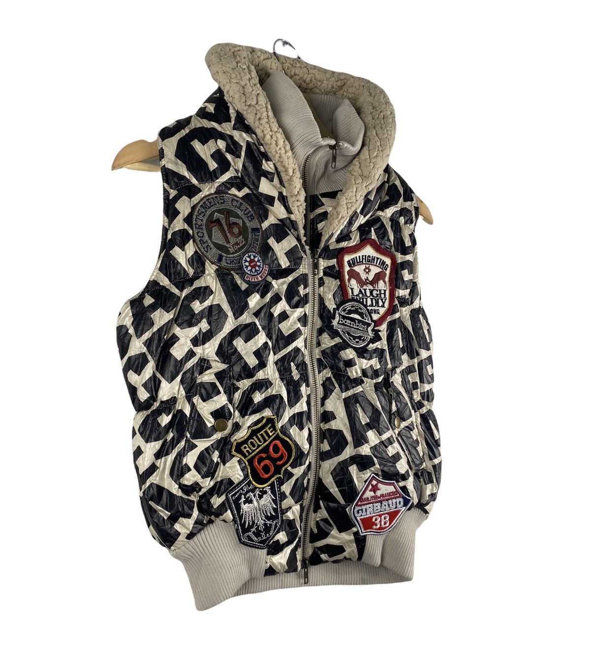 Japanese Brand STEAL 🔥 Patchwork Aces Fullprint Sherpa Vest By Xaja Size M / US 6-8 / IT 42-44 - 2 Thumbnail
