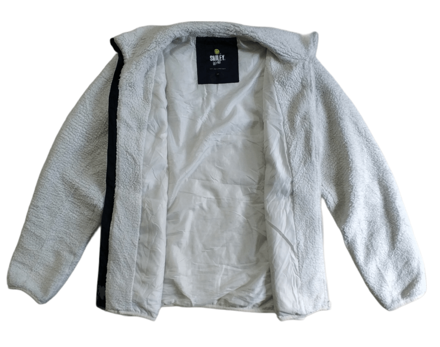 Japanese Brand 🔥White Smiley World Deep Pile Sherpa Jacket Size US S / EU 44-46 / 1 - 2 Thumbnail