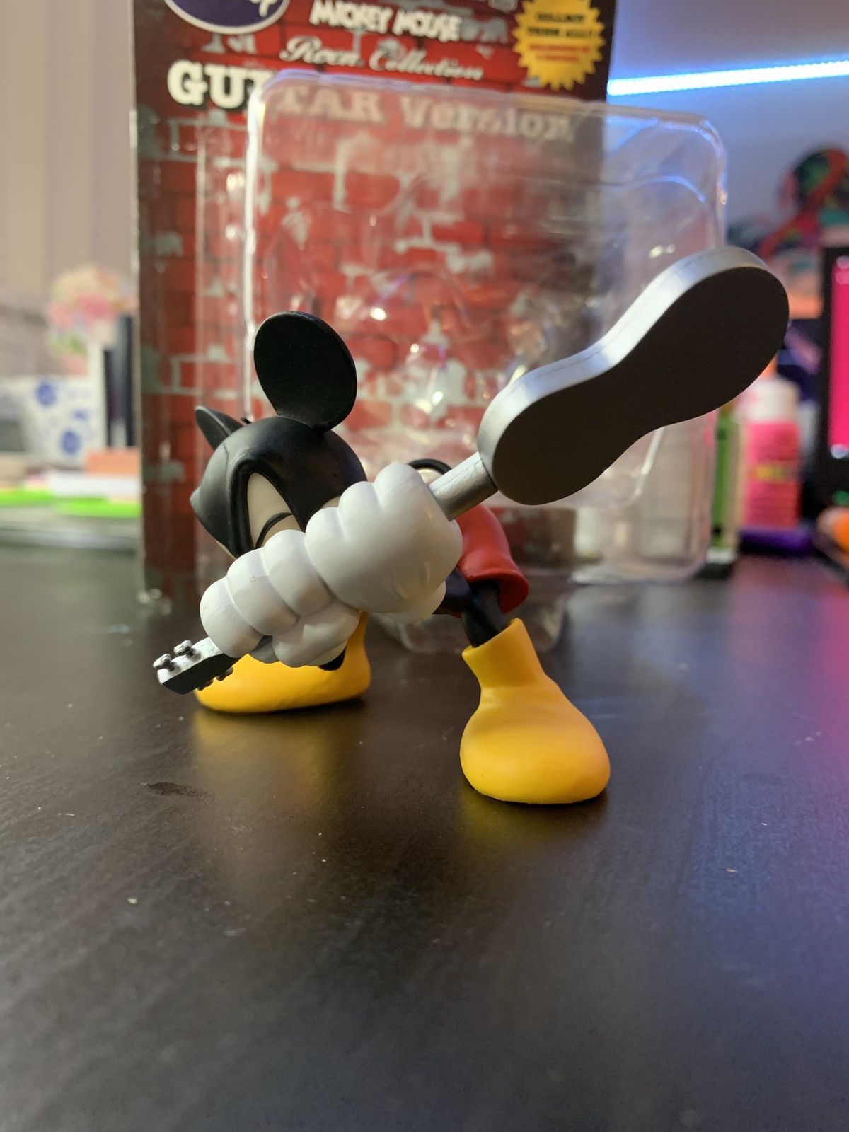image of Disney x Medicom Toy Mickey Guitar Smash Down 2010 Vinyl Figure Roen in Black, Men's