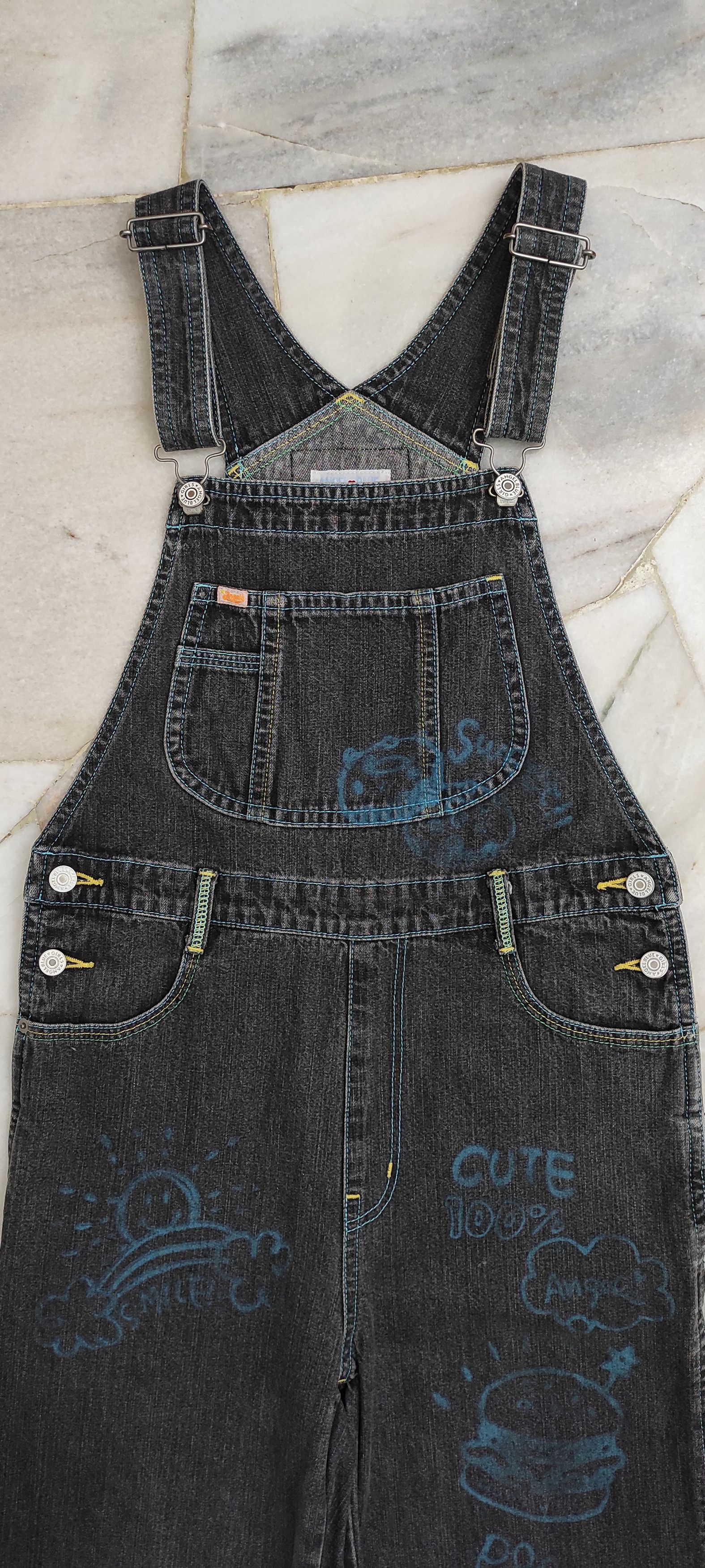 Angel Blue Archive 1990's ANGEL BLUE painter denim waistband overalls Size US 31 - 16 Thumbnail