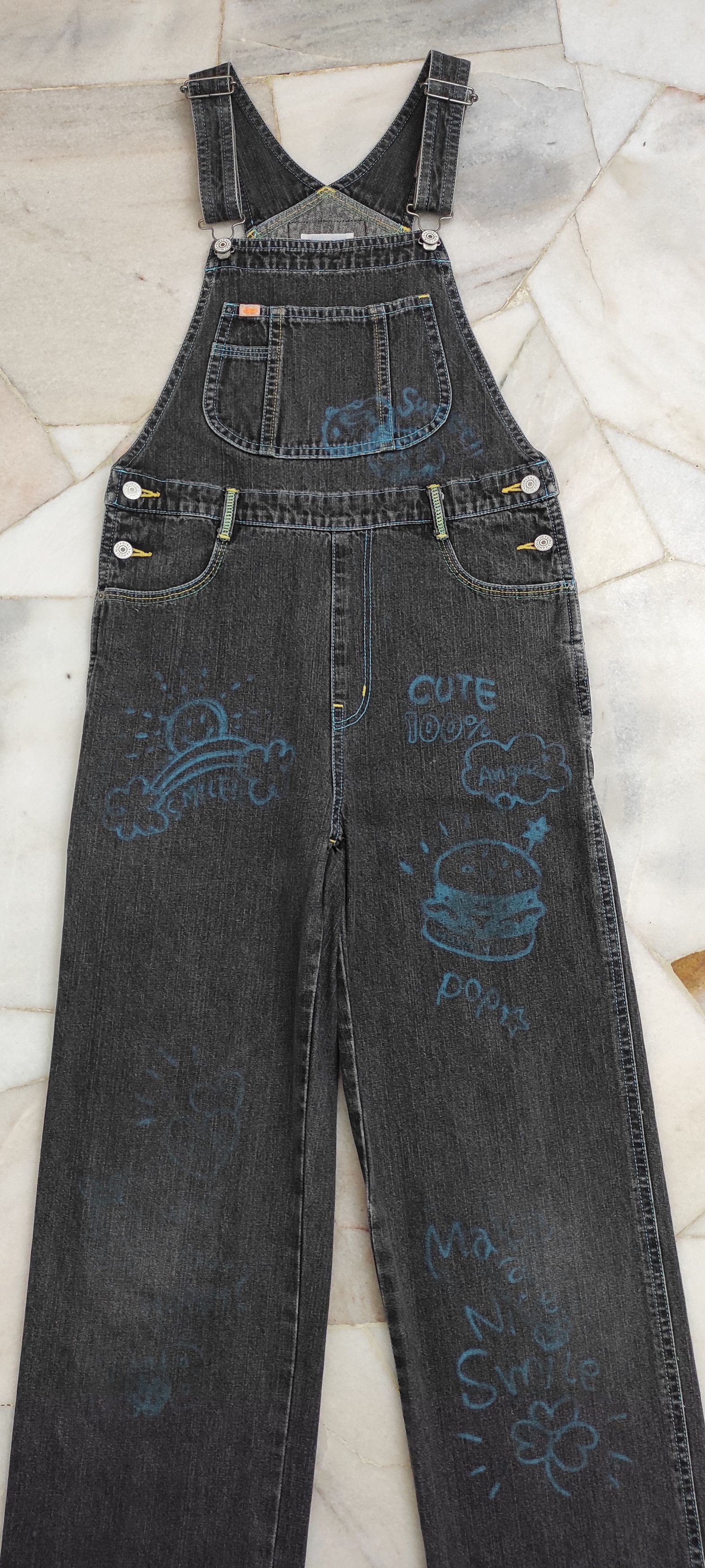 Angel Blue Archive 1990's ANGEL BLUE painter denim waistband overalls Size US 31 - 15 Thumbnail
