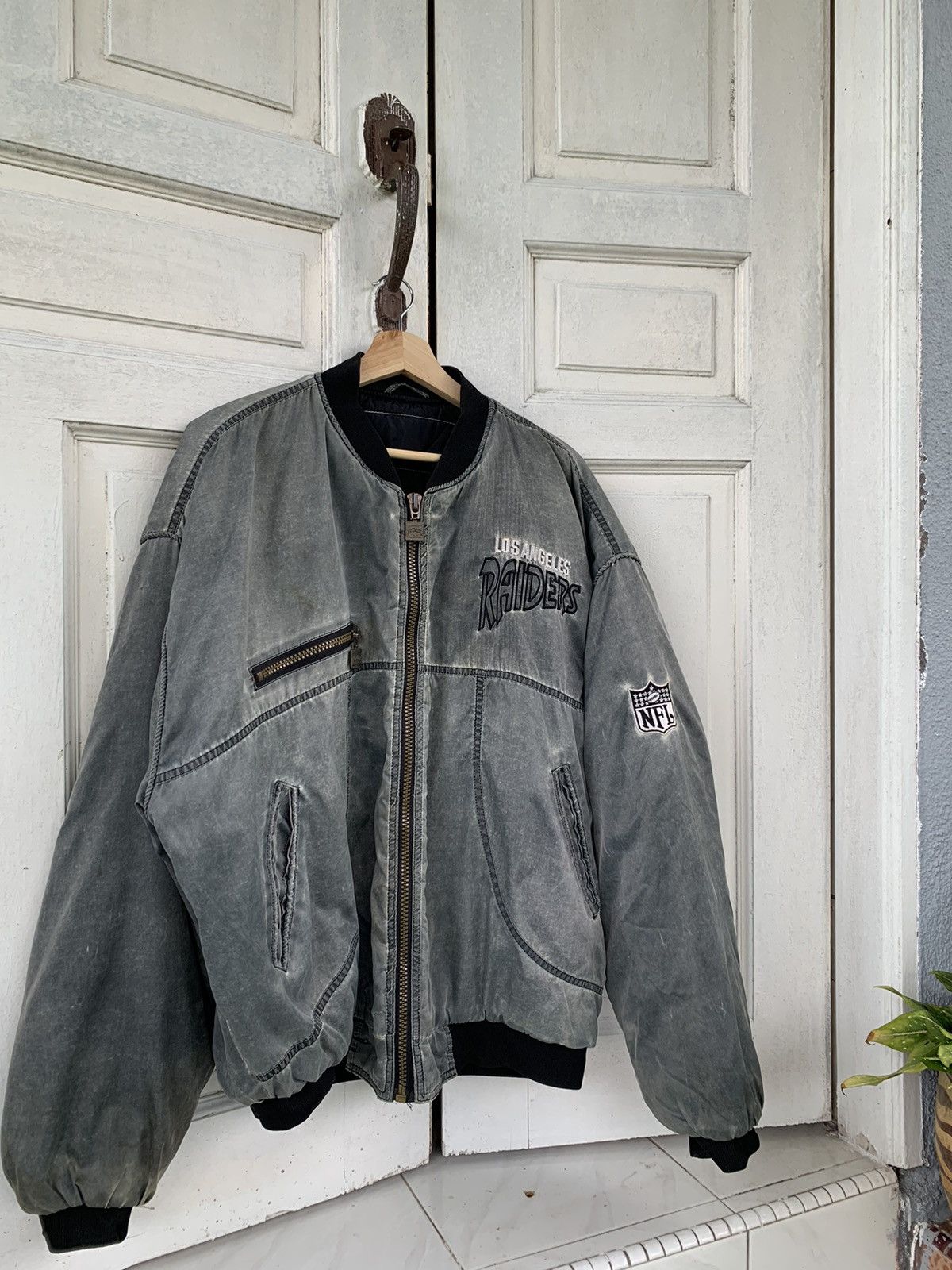 Vintage Los Angeles Raider Reversible Satin & Denim Jacket 